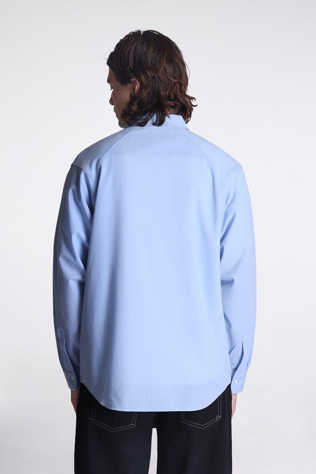 High Twisted Wool Relax Shirt Chill Saxe
