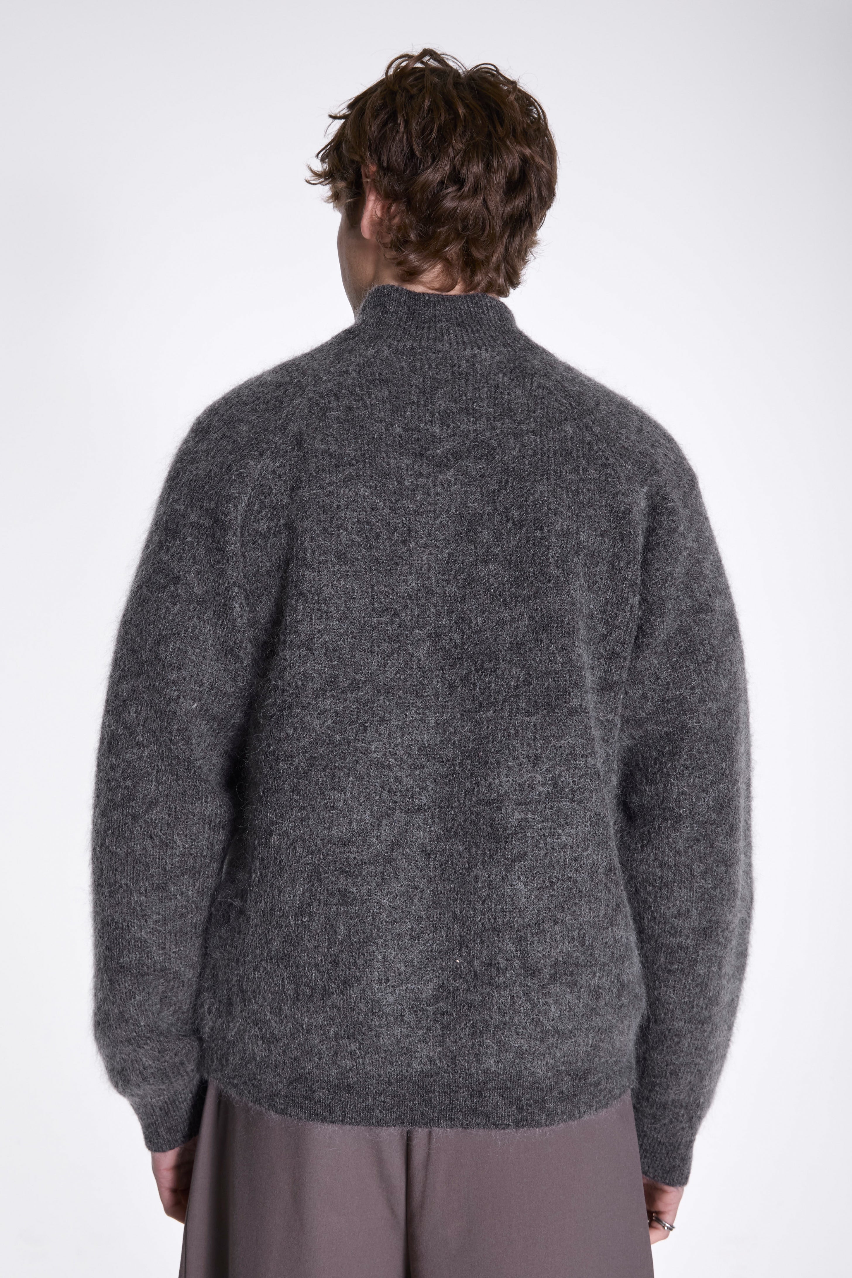Essence Mohair Mixed Knit Top Dark Grey