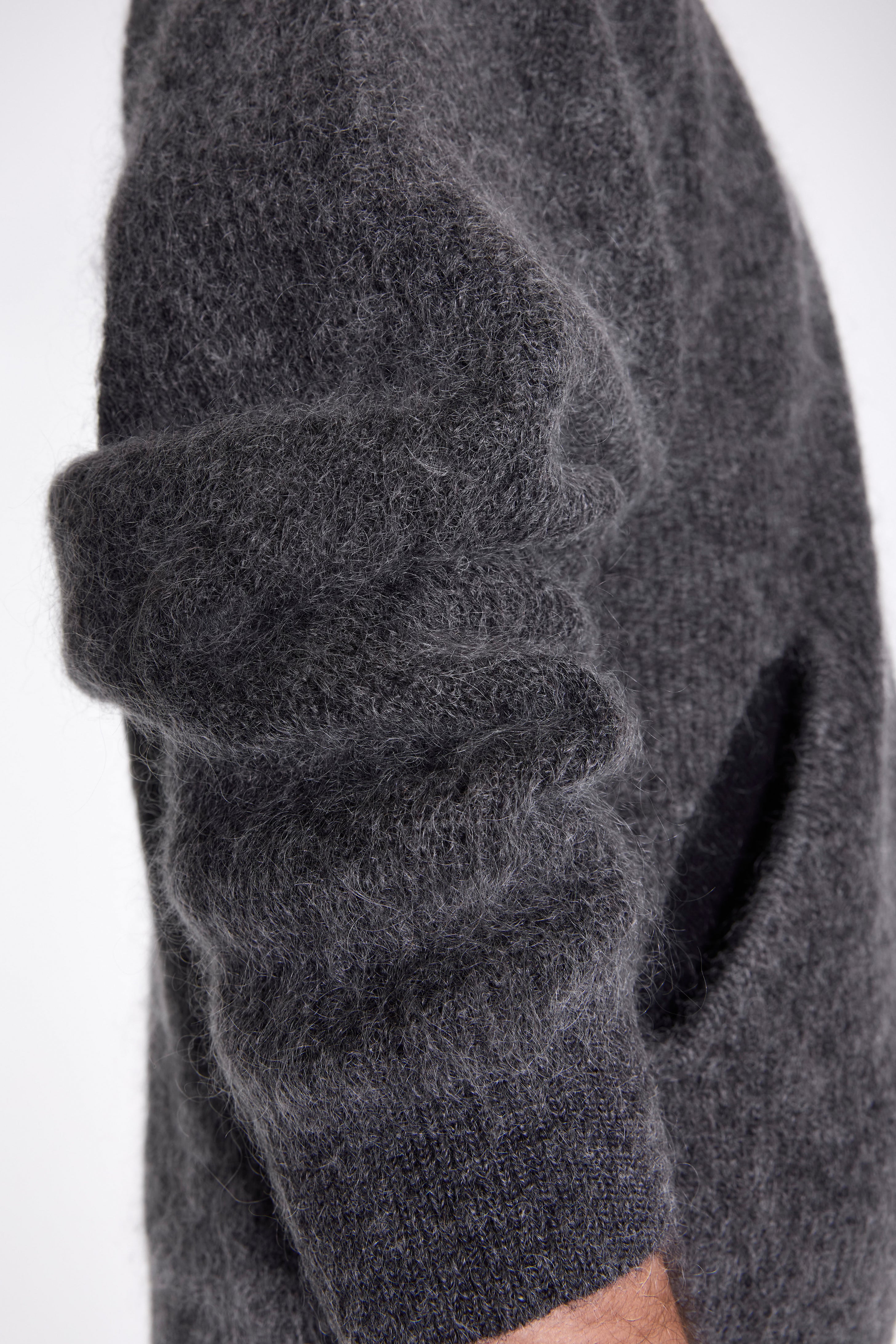 Essence Mohair Mixed Knit Top Dark Grey
