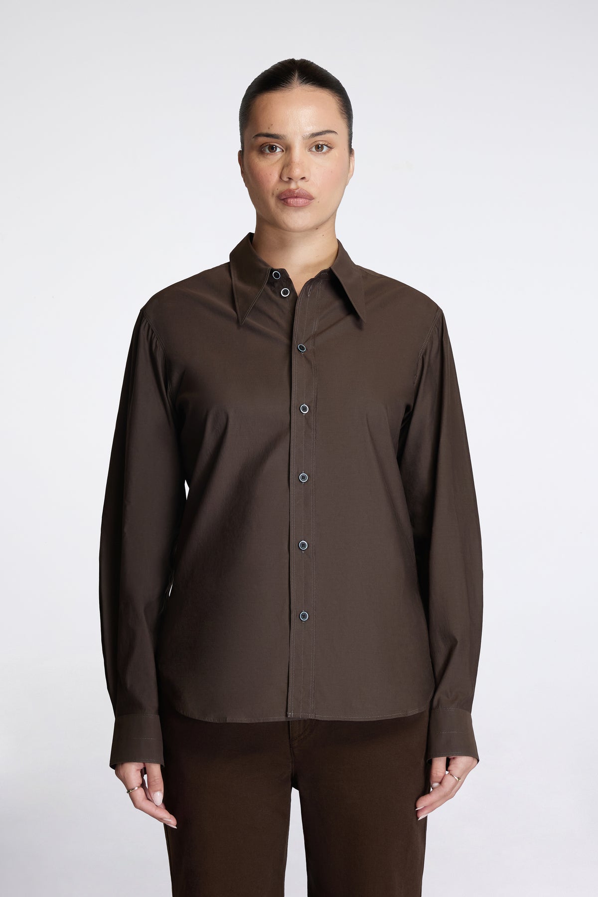 Pointed Collar Shirt Truffle
