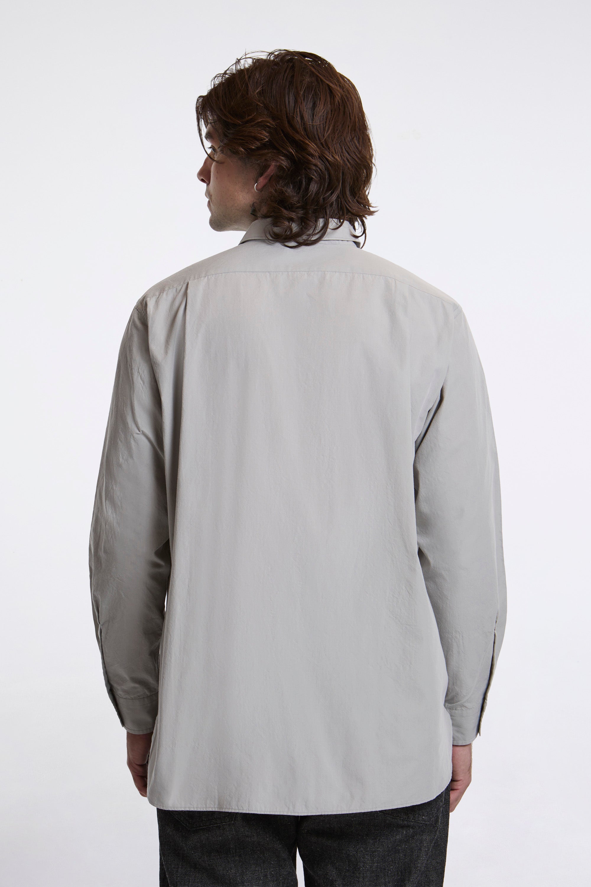 Regular Collar Wind Shirt Gray