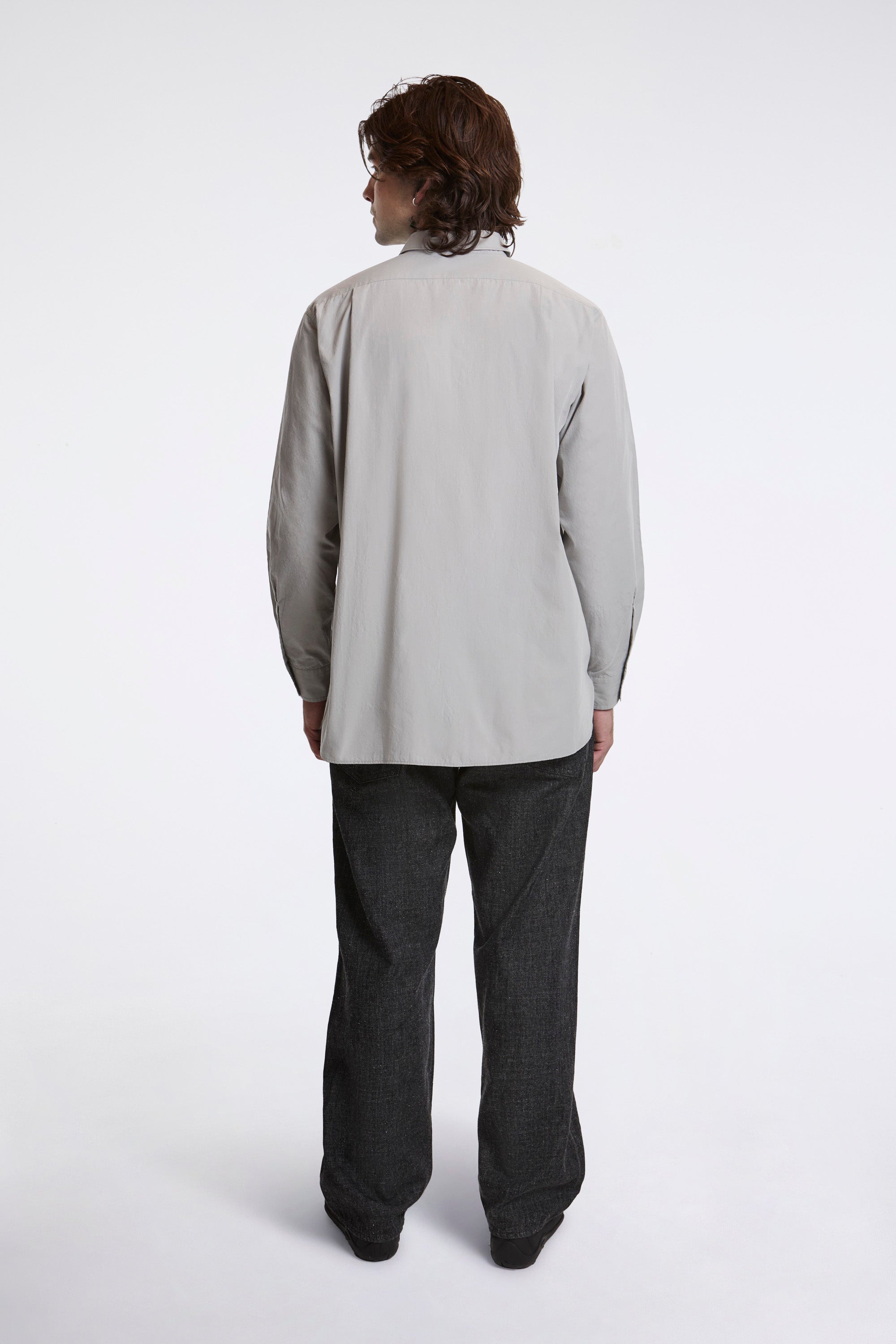 Regular Collar Wind Shirt Gray