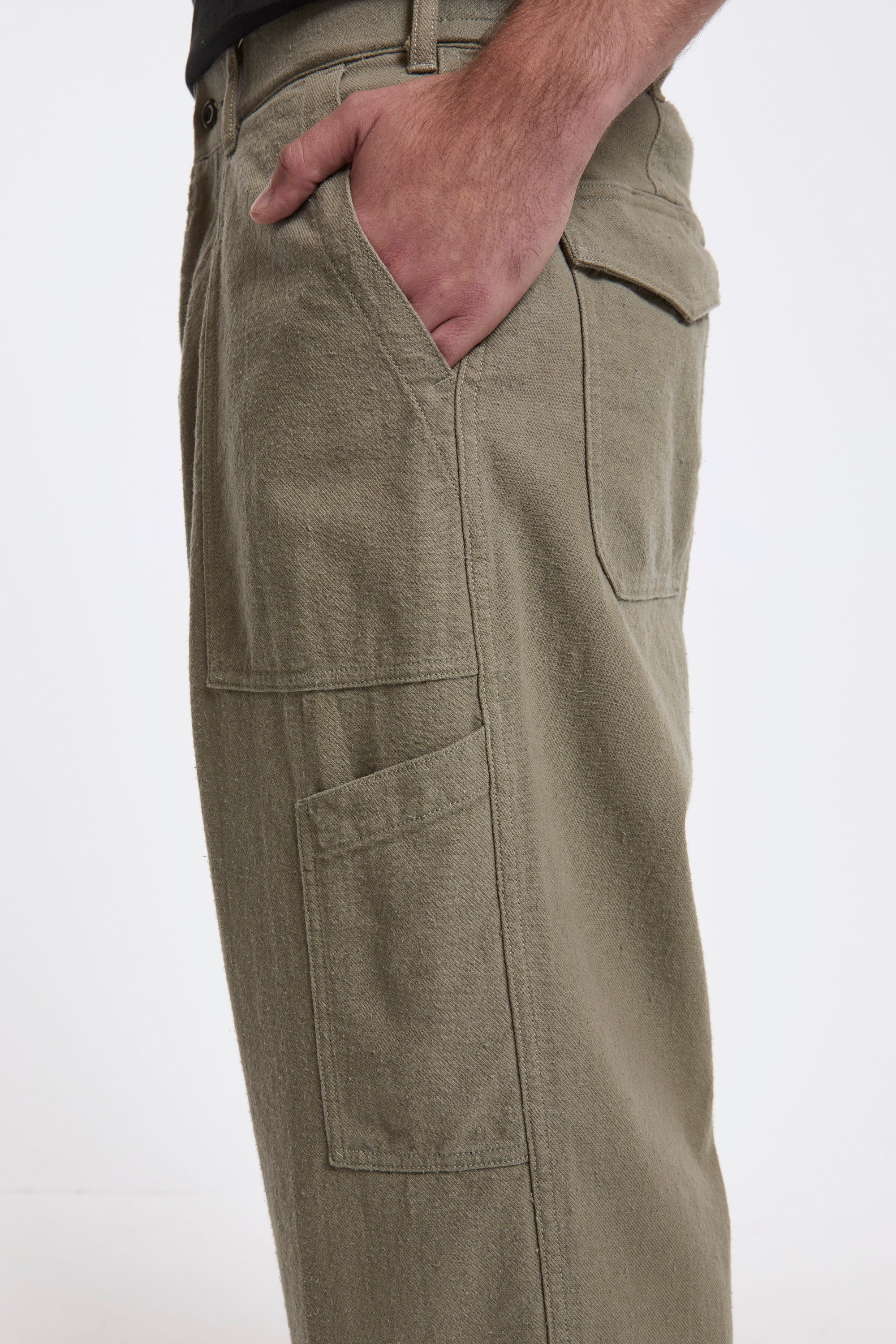 Silk Nep Cotton Twill Deck Pants Khaki Beige