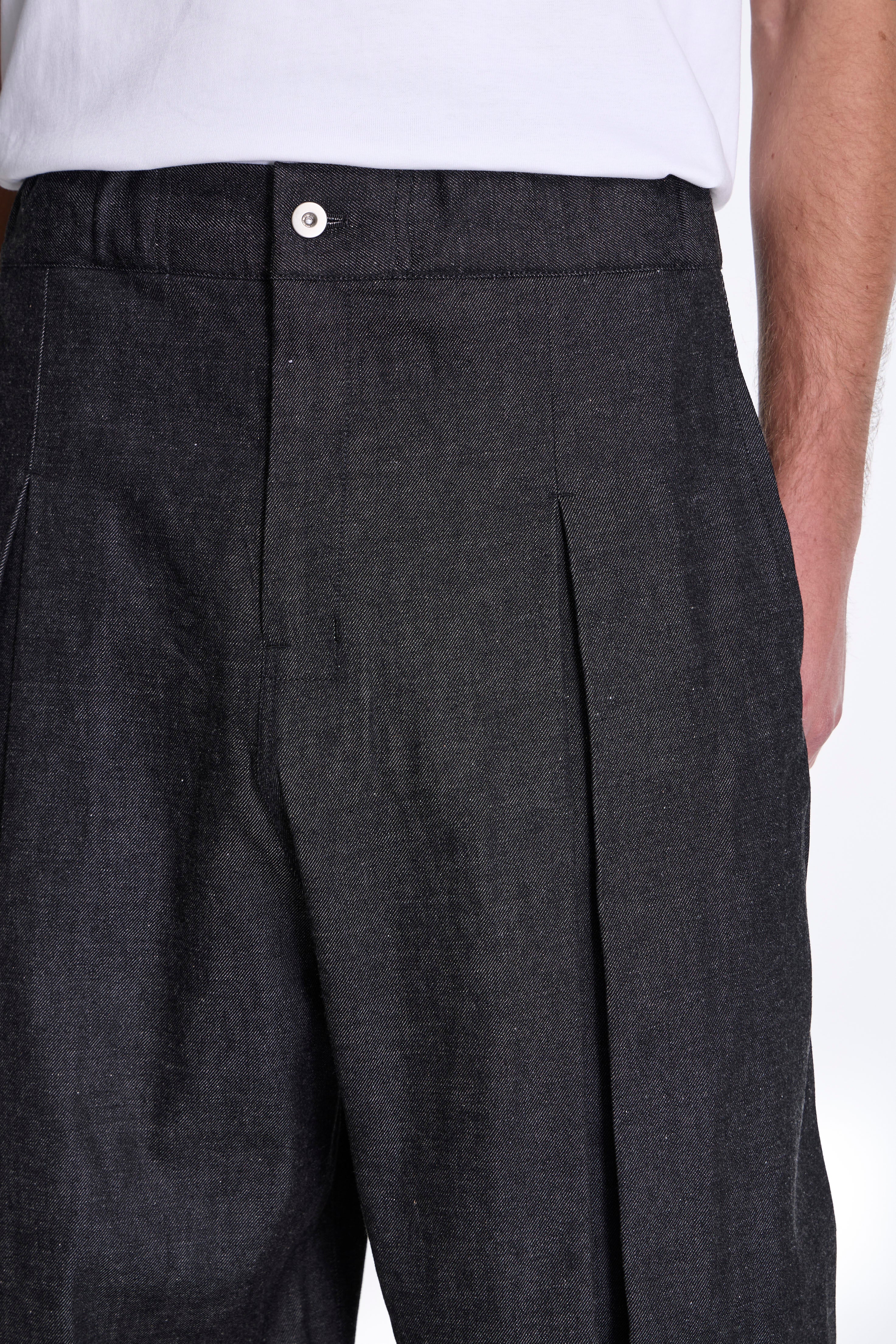 Box Pleat Trouser Denim Raw Black