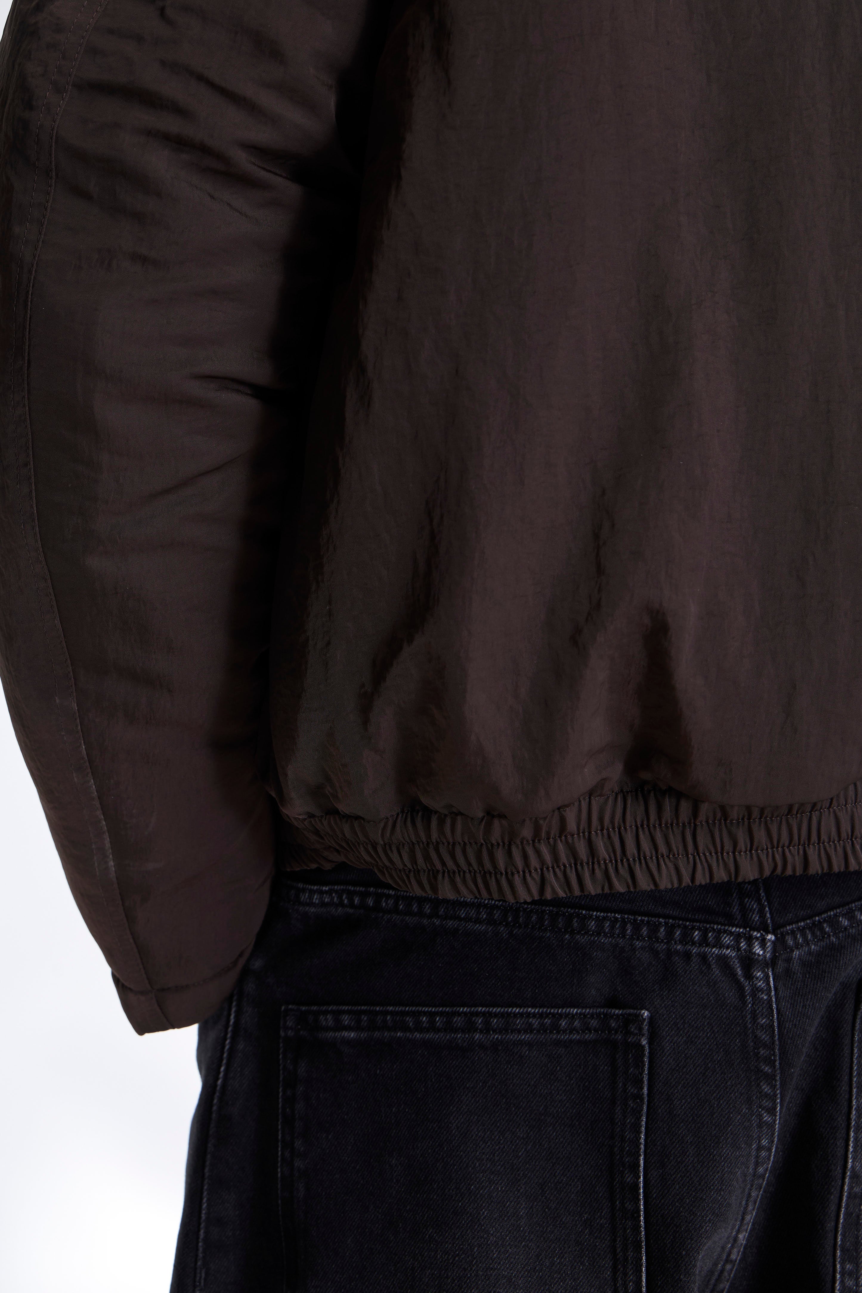 Purs Padded Nylon Hoodie Jacket Black Coffee