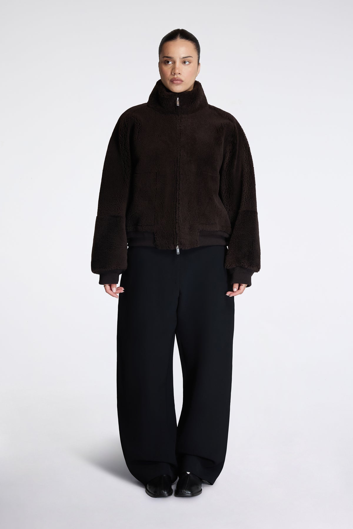 Banthe Shearling Bomber Jacket Coffee