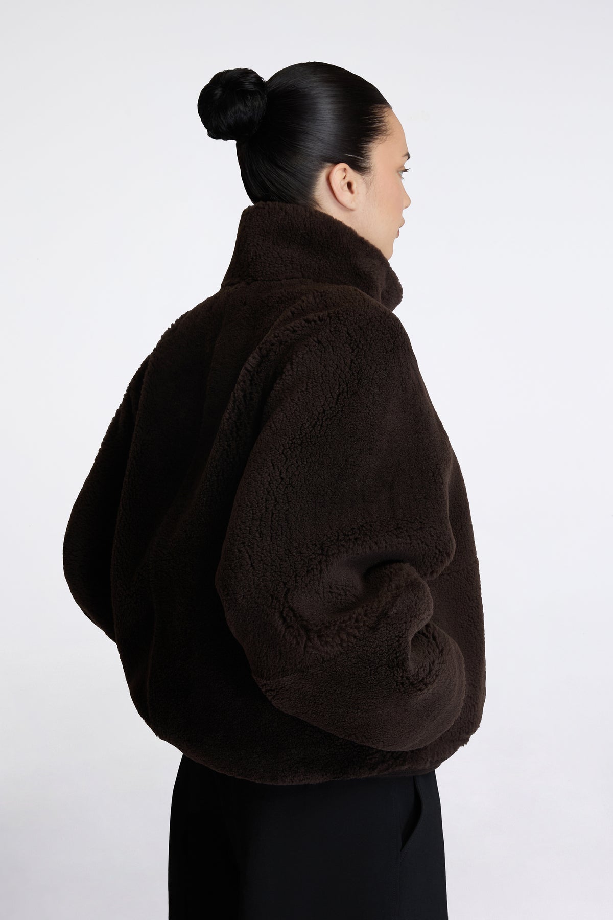 Banthe Shearling Bomber Jacket Coffee