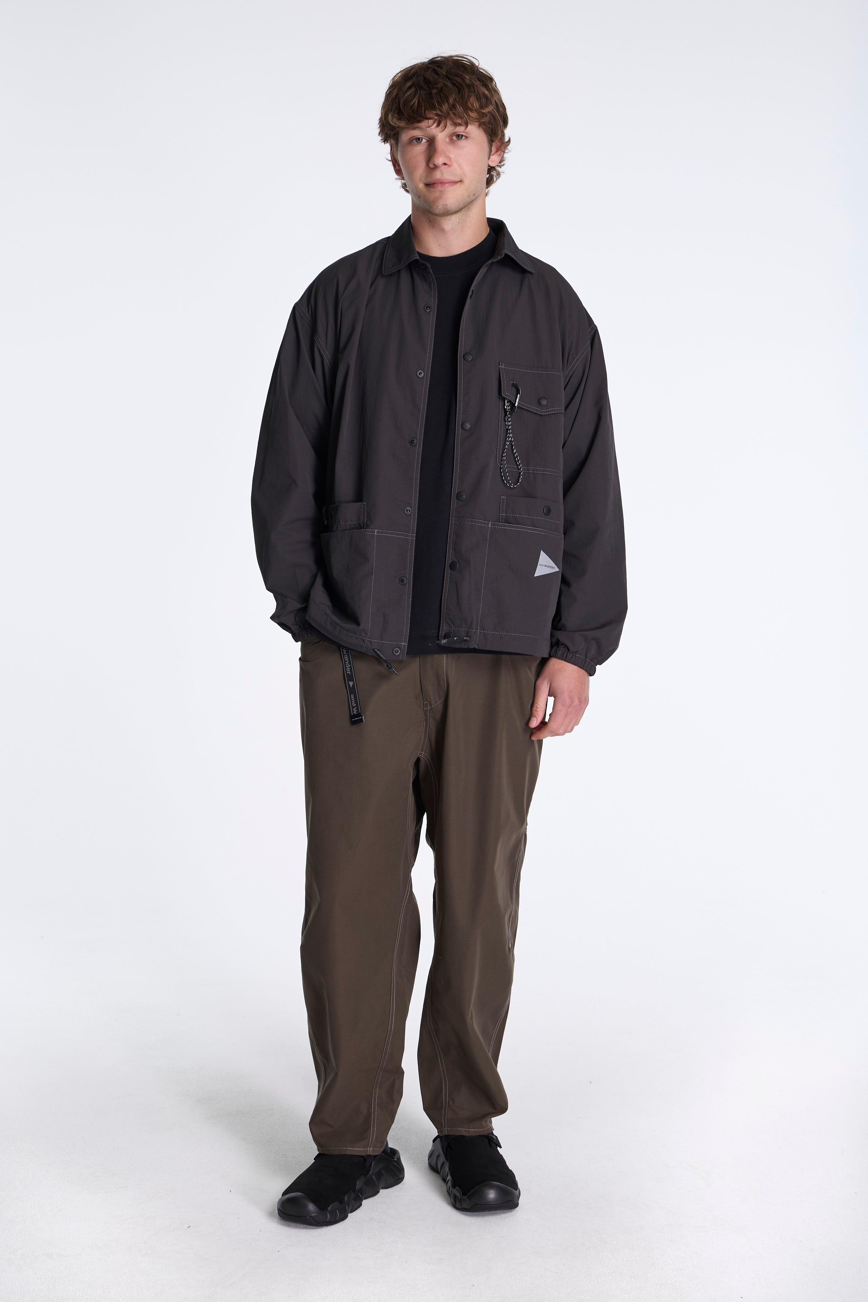 Crinkled Nylon Shirt Jacket Charcoal