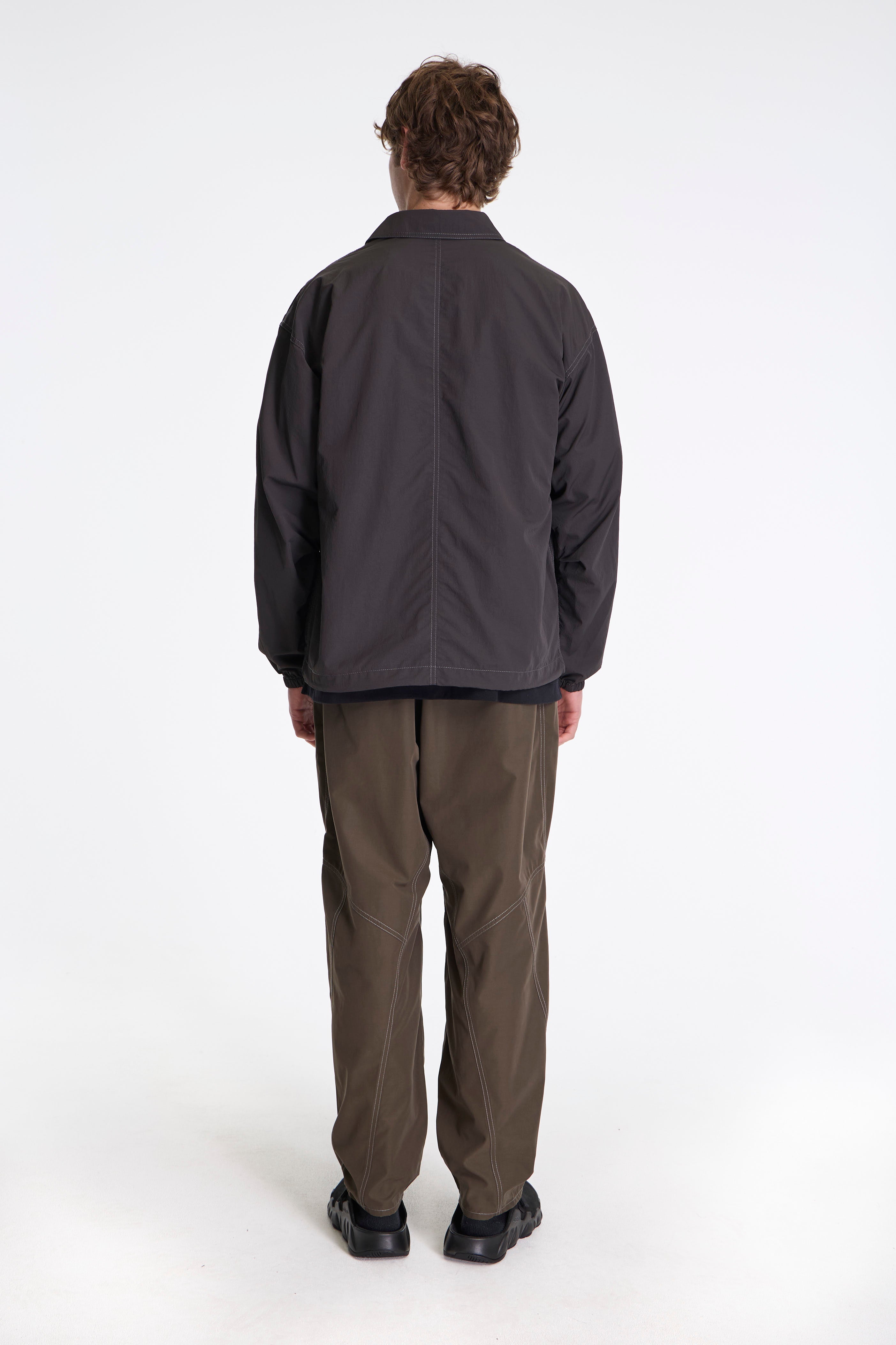 Crinkled Nylon Shirt Jacket Charcoal