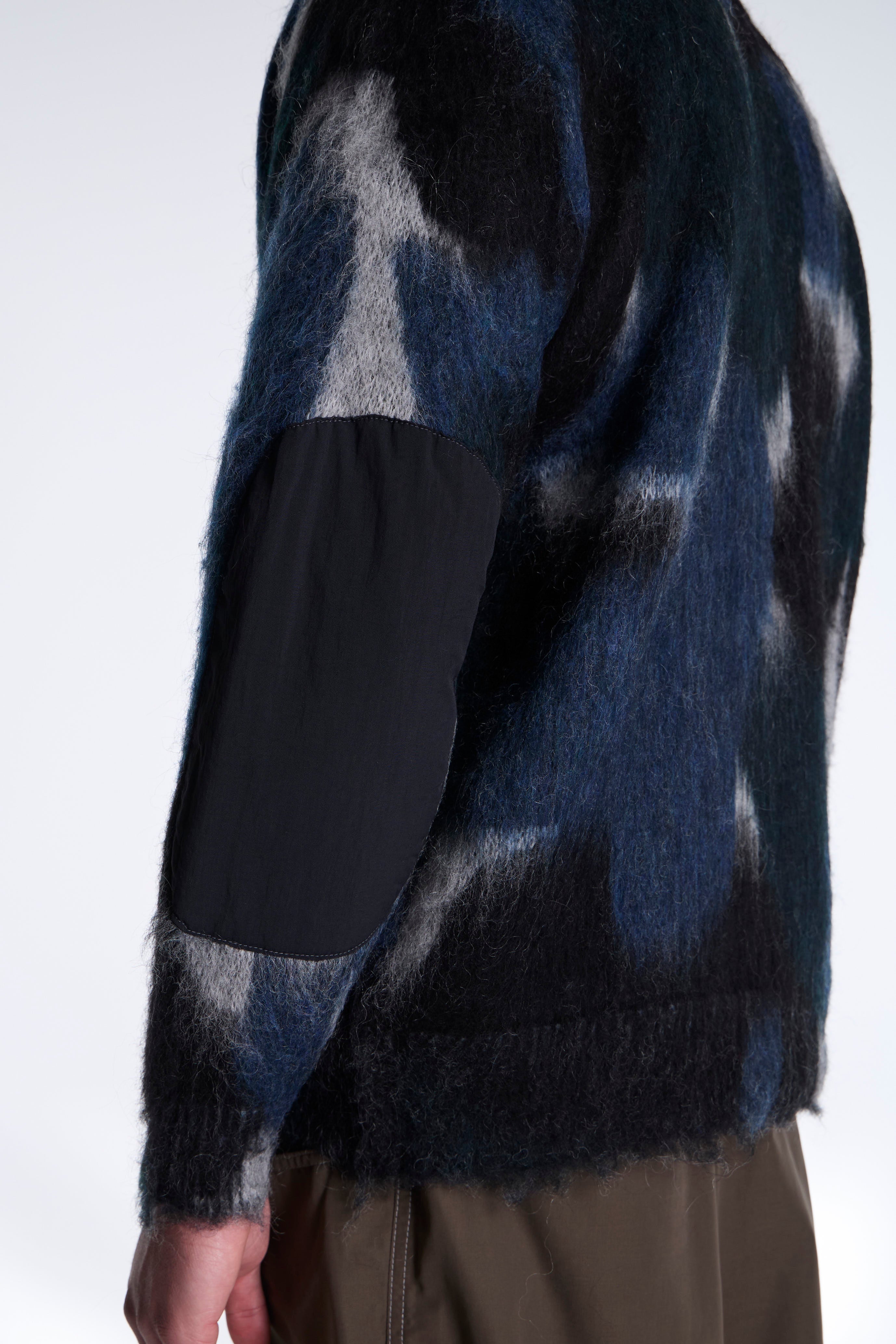 Mix Color Shaggy Knit Cardigan Black Mix