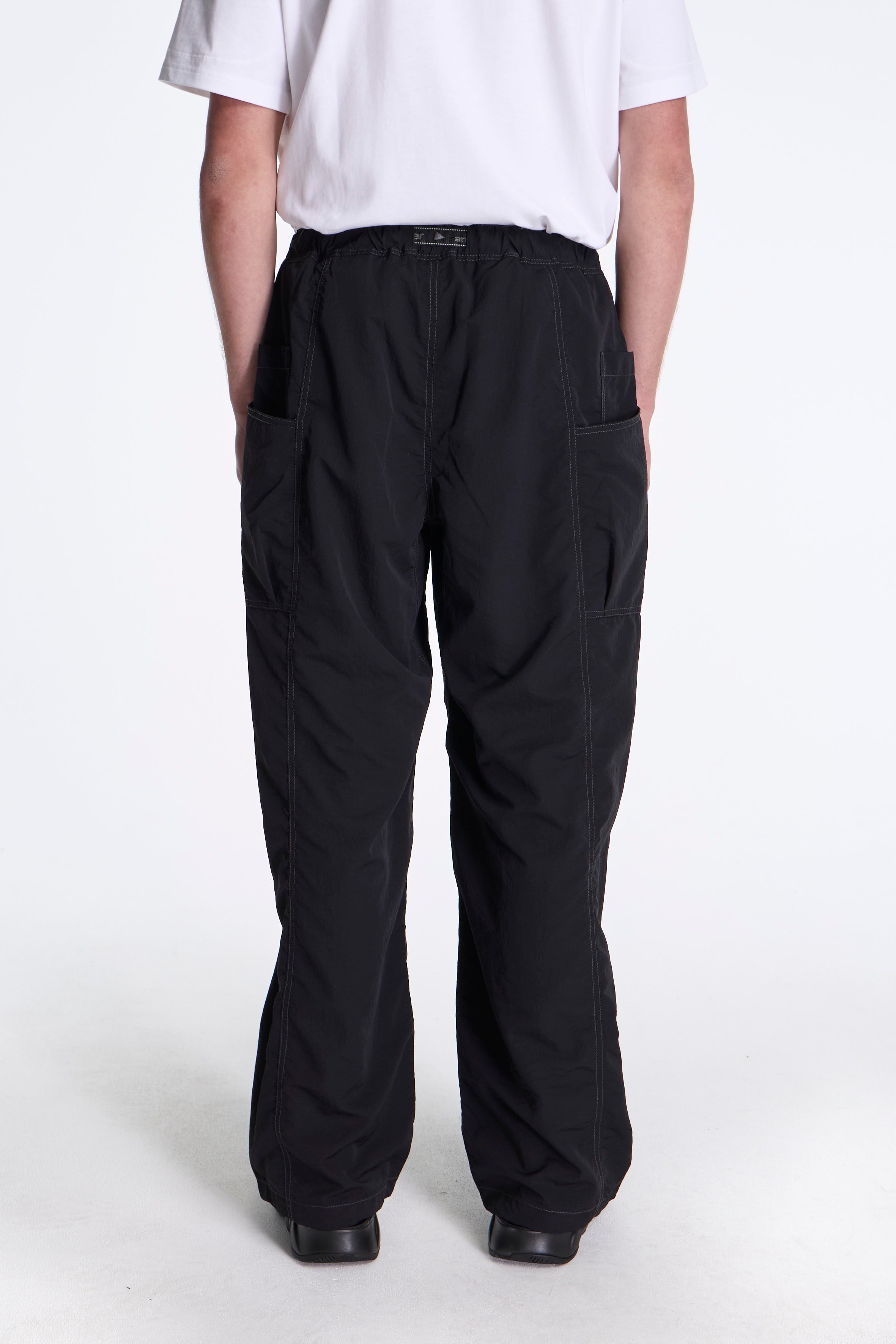 Crinkled Nylon Pants Black