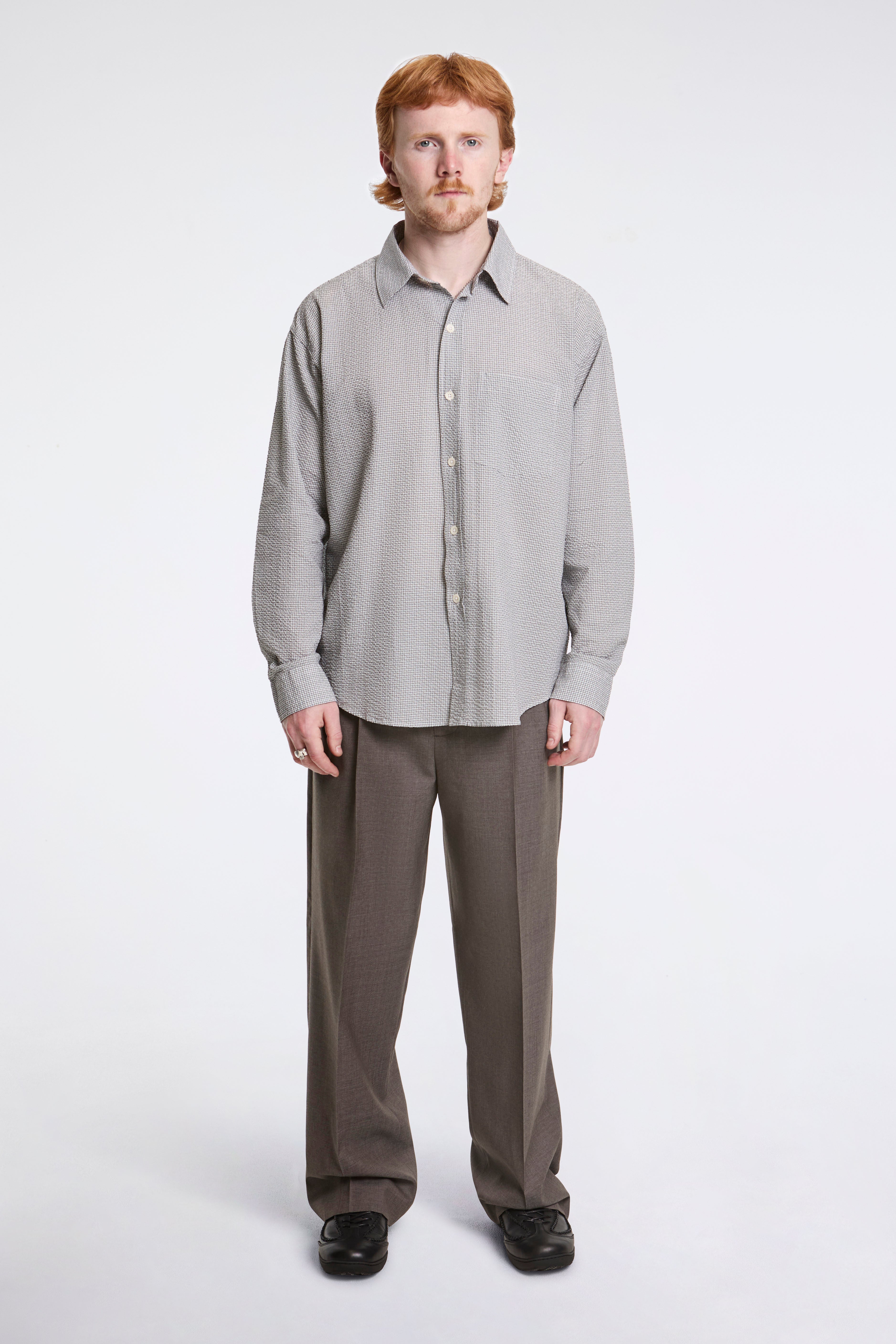 Executive Shirt Textured Bottle Grey Check