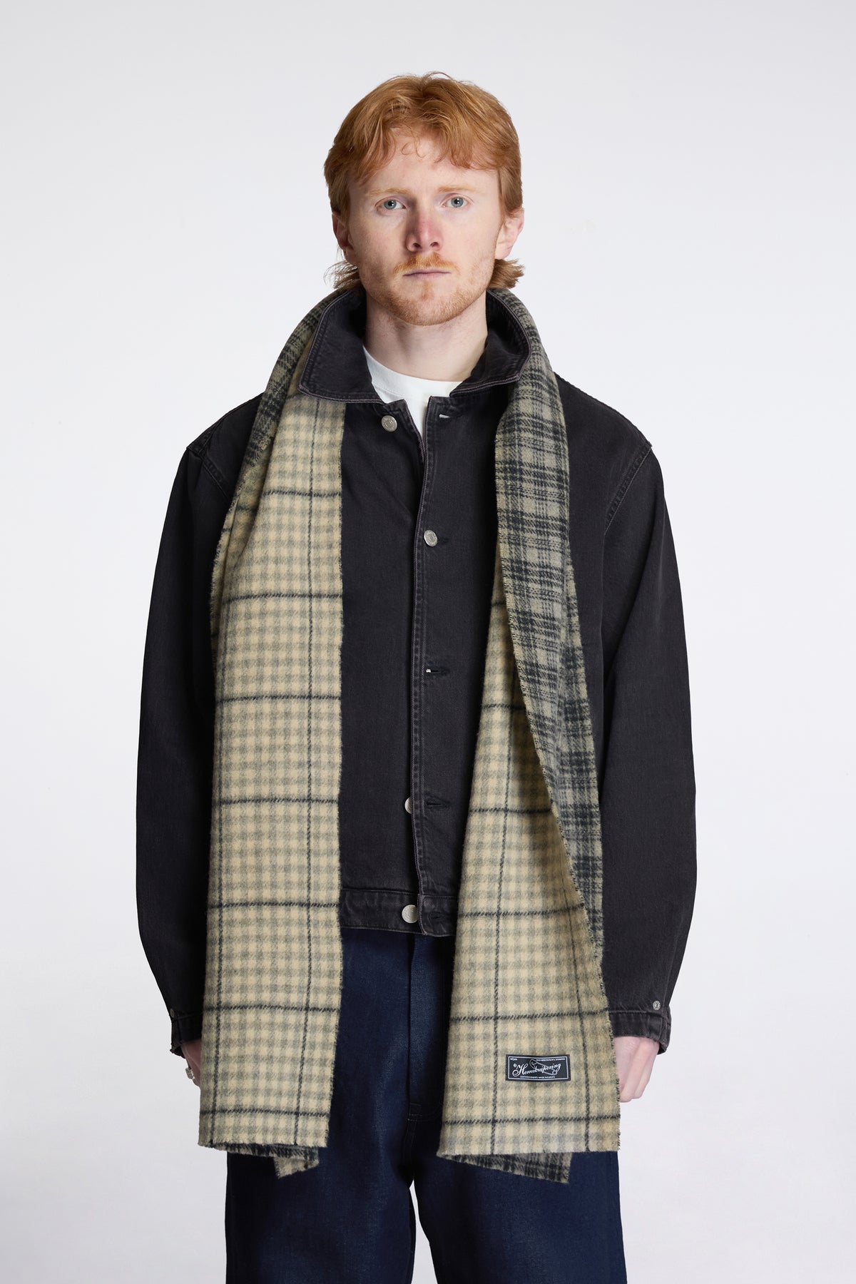 Facade Scarf Double Faced Grey Check