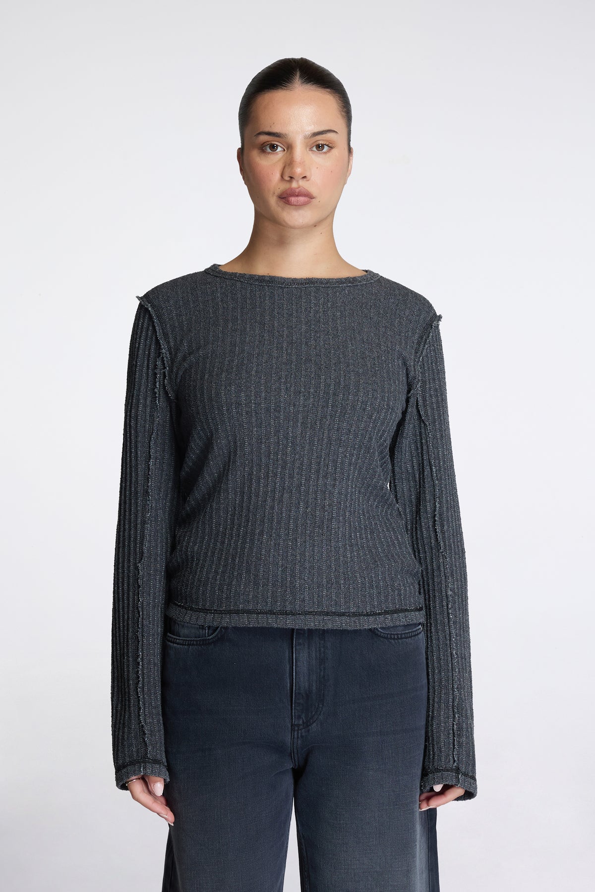 Womens Ls Rib Tee Bouclé Rib