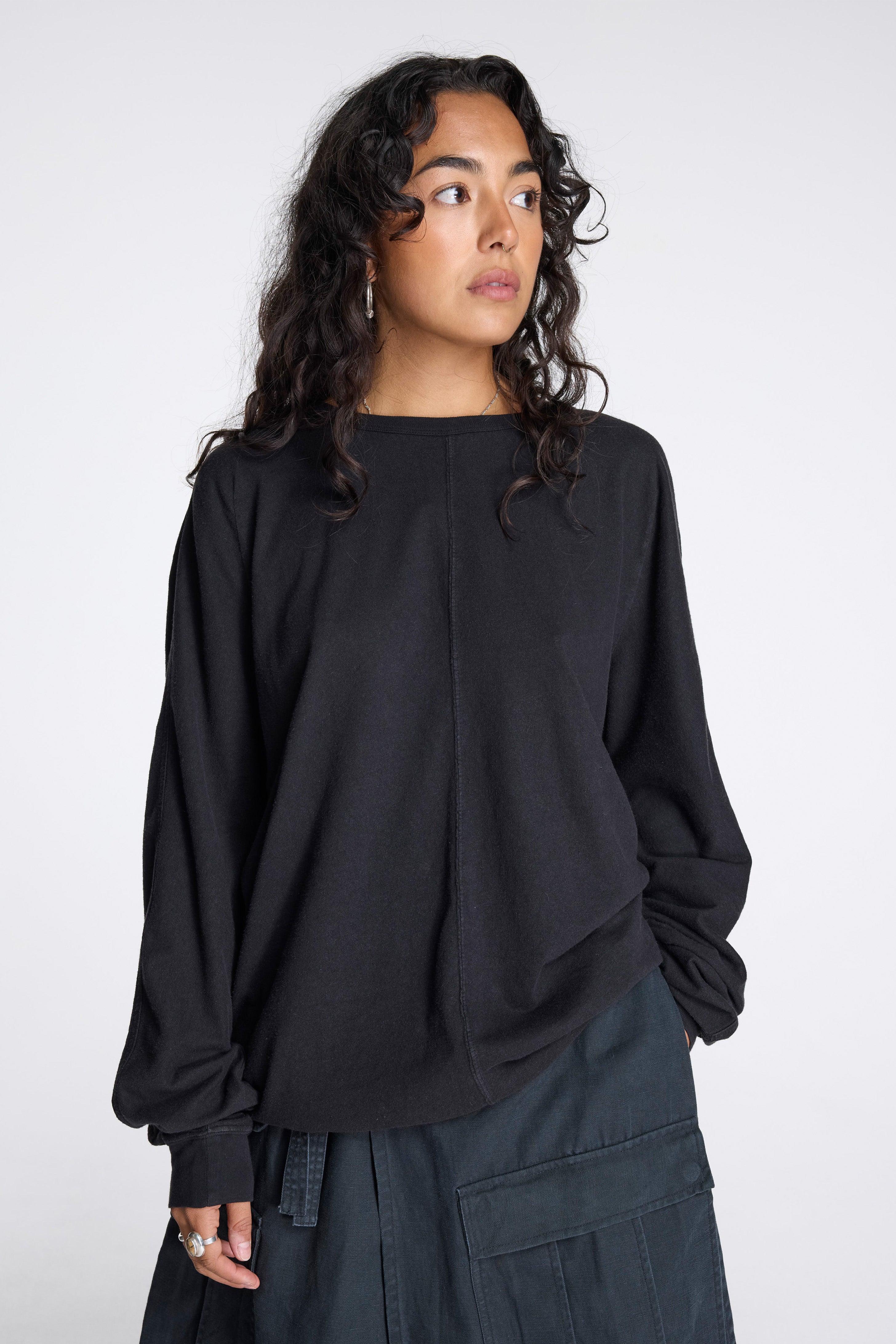 Hemp Cross Oversized L/S T-Shirt Black