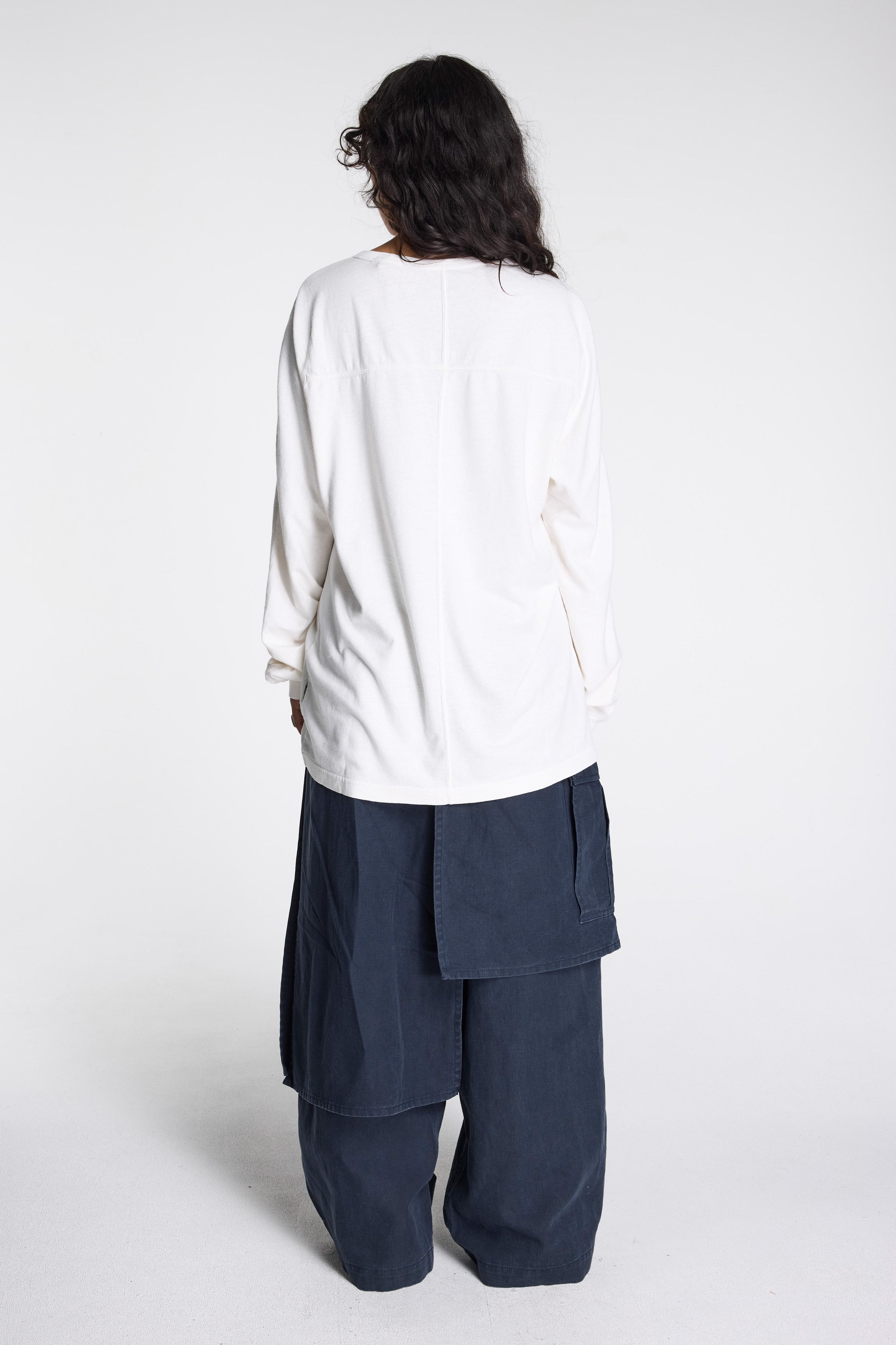 Hemp Cross Oversized L/S T-Shirt White