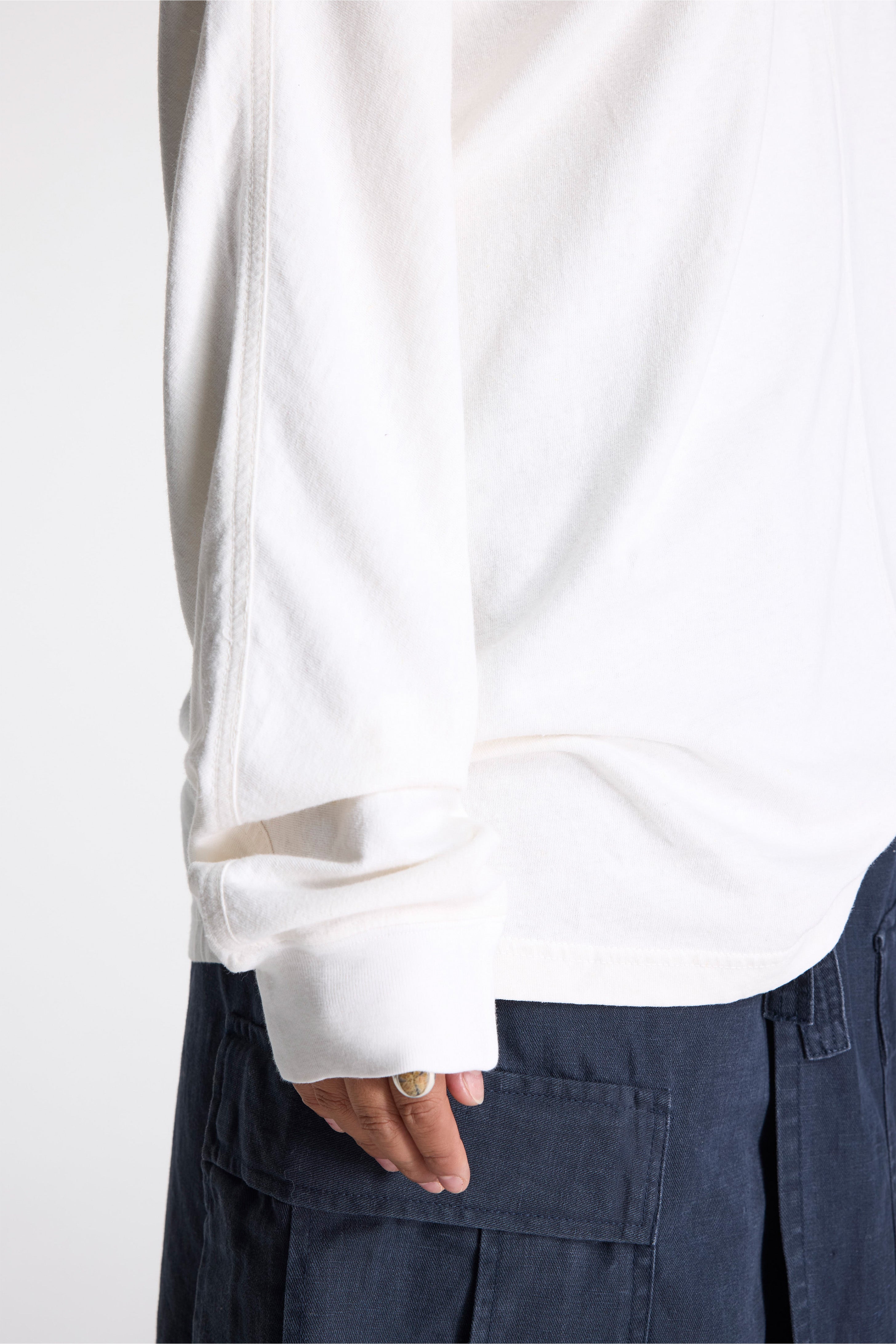 Hemp Cross Oversized L/S T-Shirt White