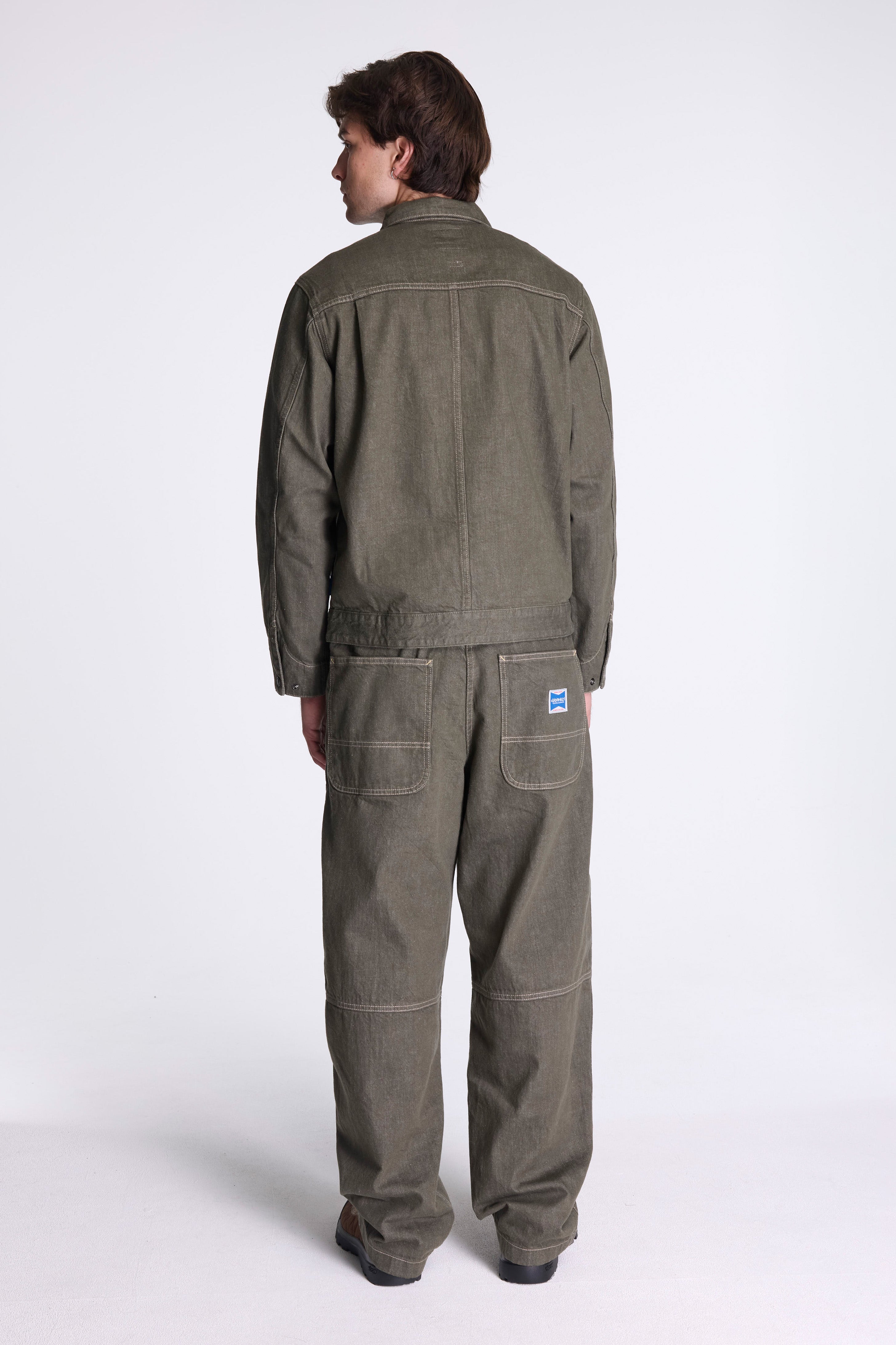 Japanese Slub Denim Jacket Dark Sage