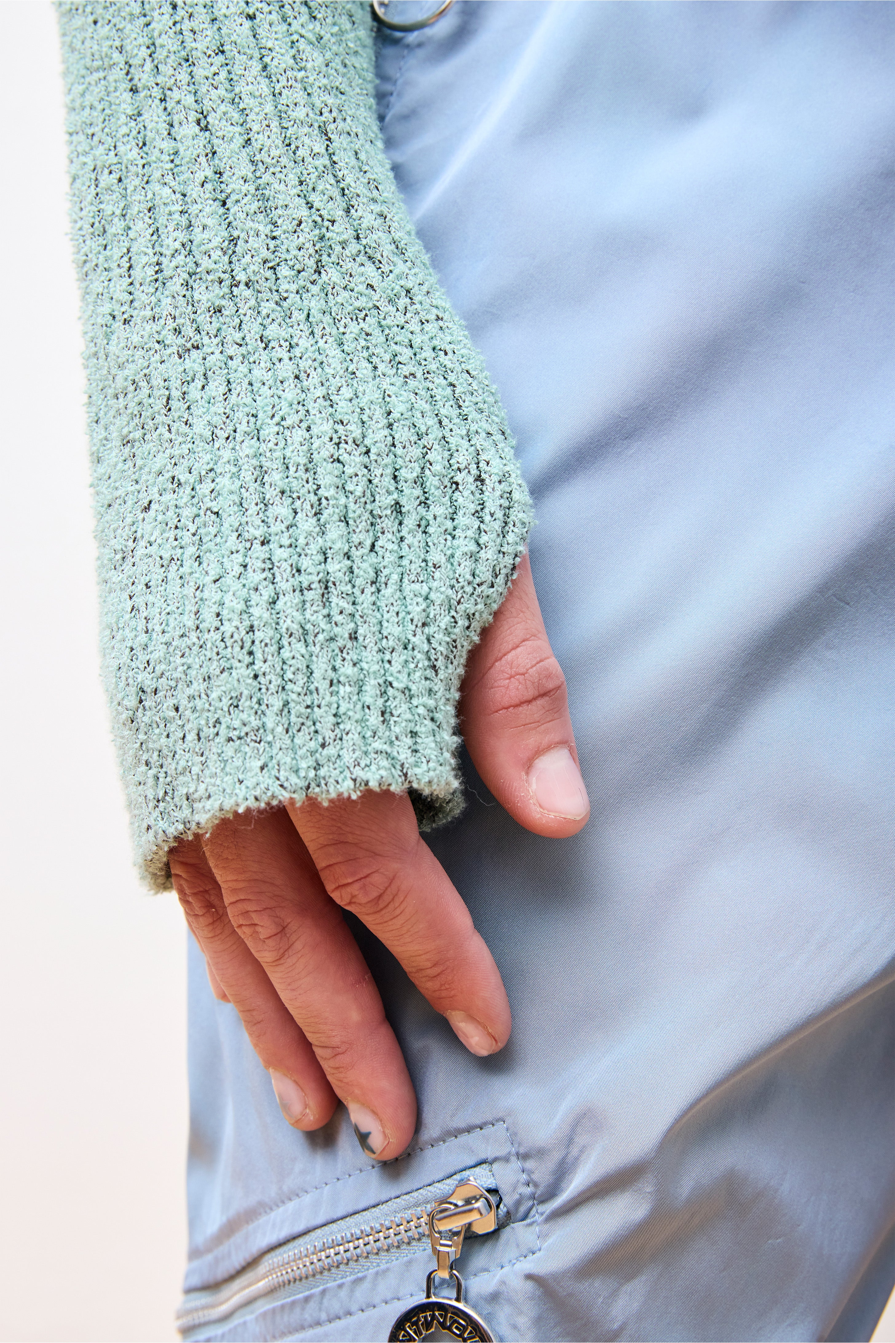 Knit Zip Hoodie Boulce Blend Light Green/Brown