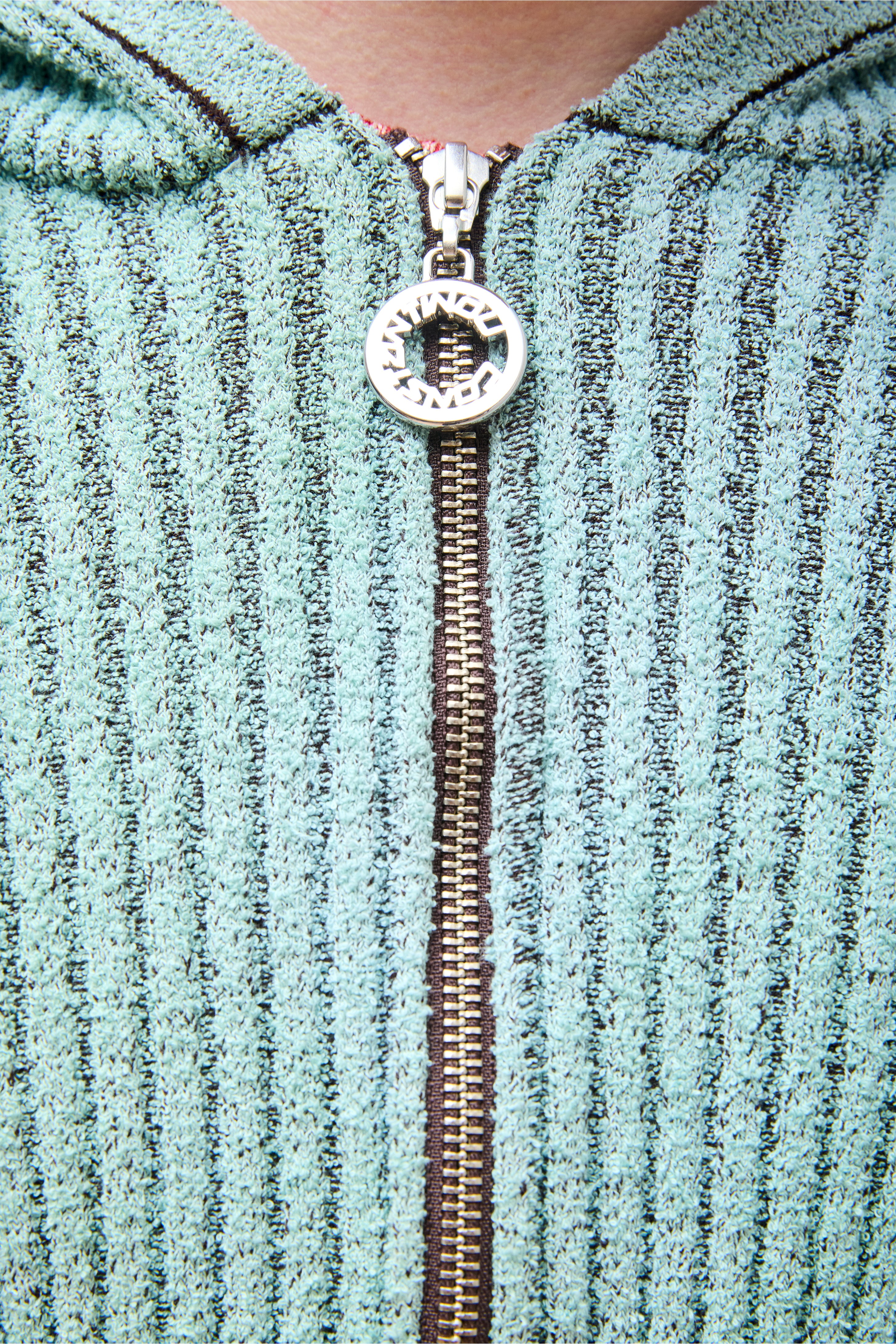 Knit Zip Hoodie Boulce Blend Light Green/Brown