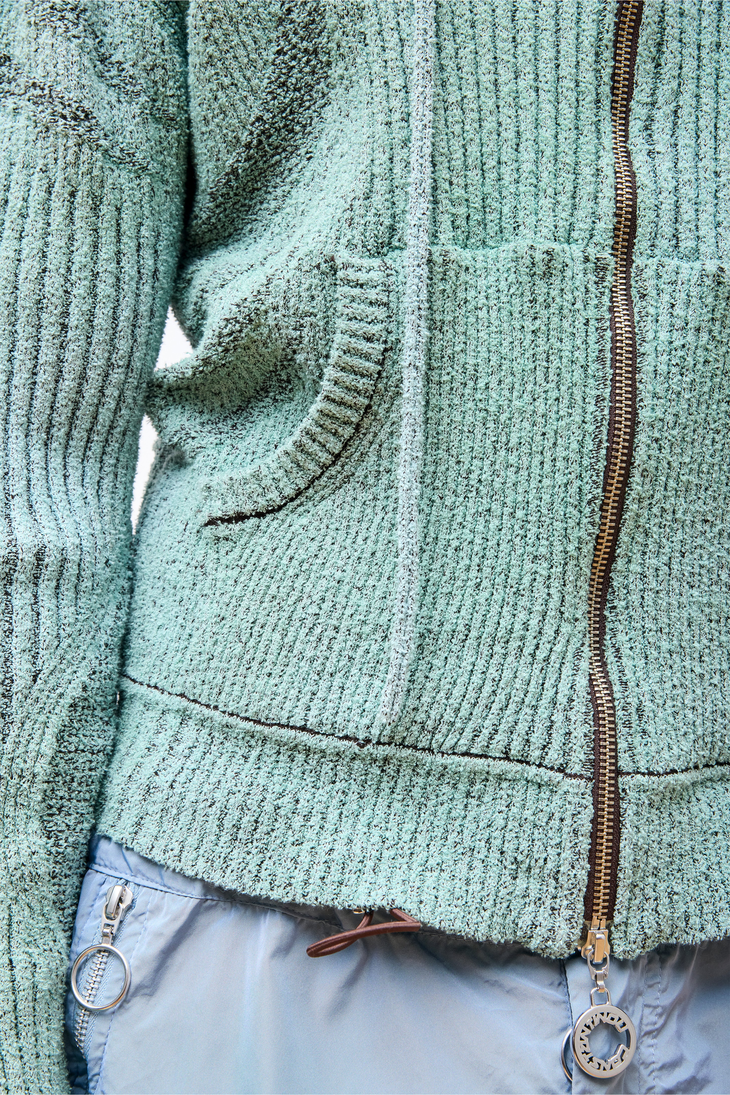 Knit Zip Hoodie Boulce Blend Light Green/Brown