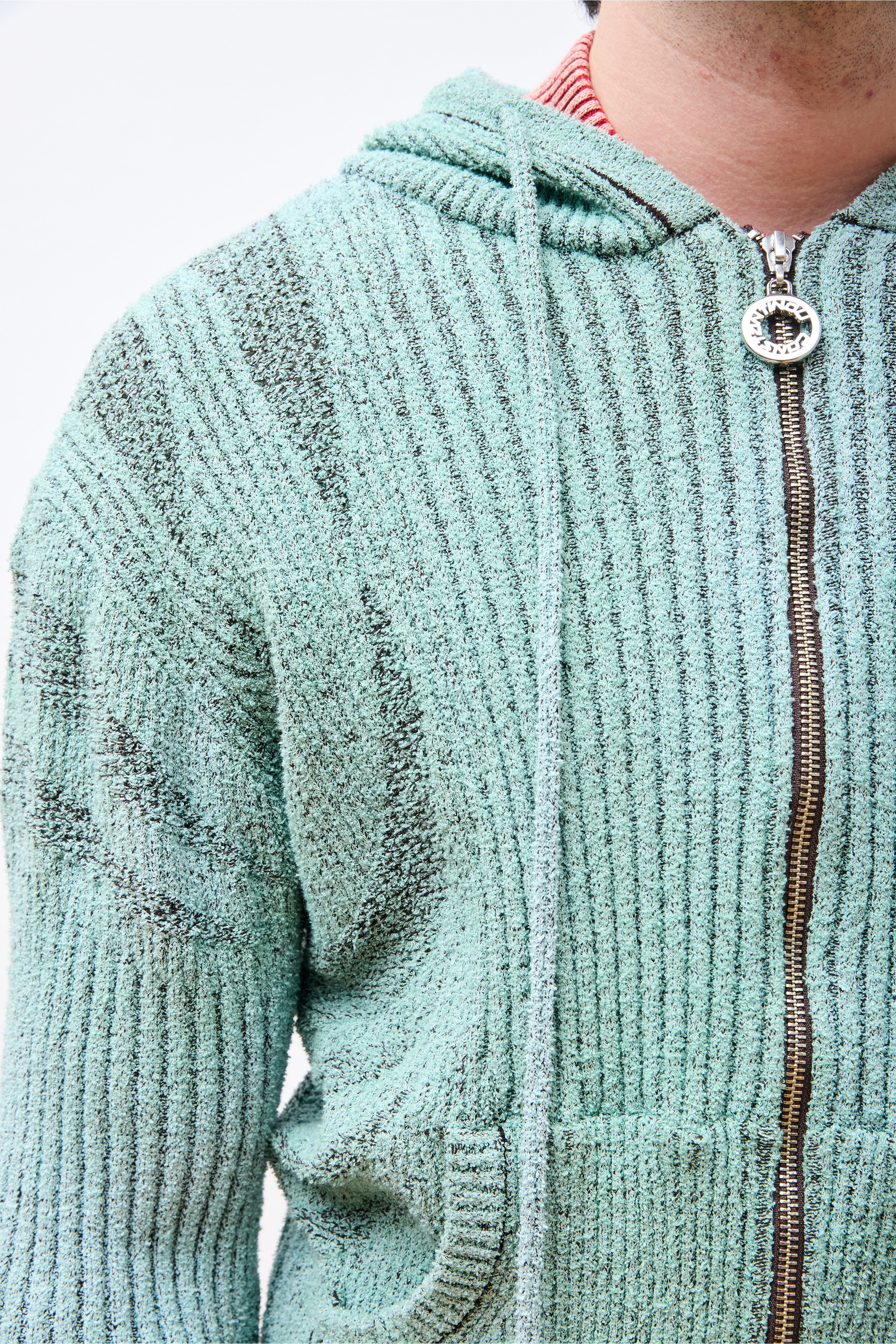 Knit Zip Hoodie Boulce Blend Light Green/Brown