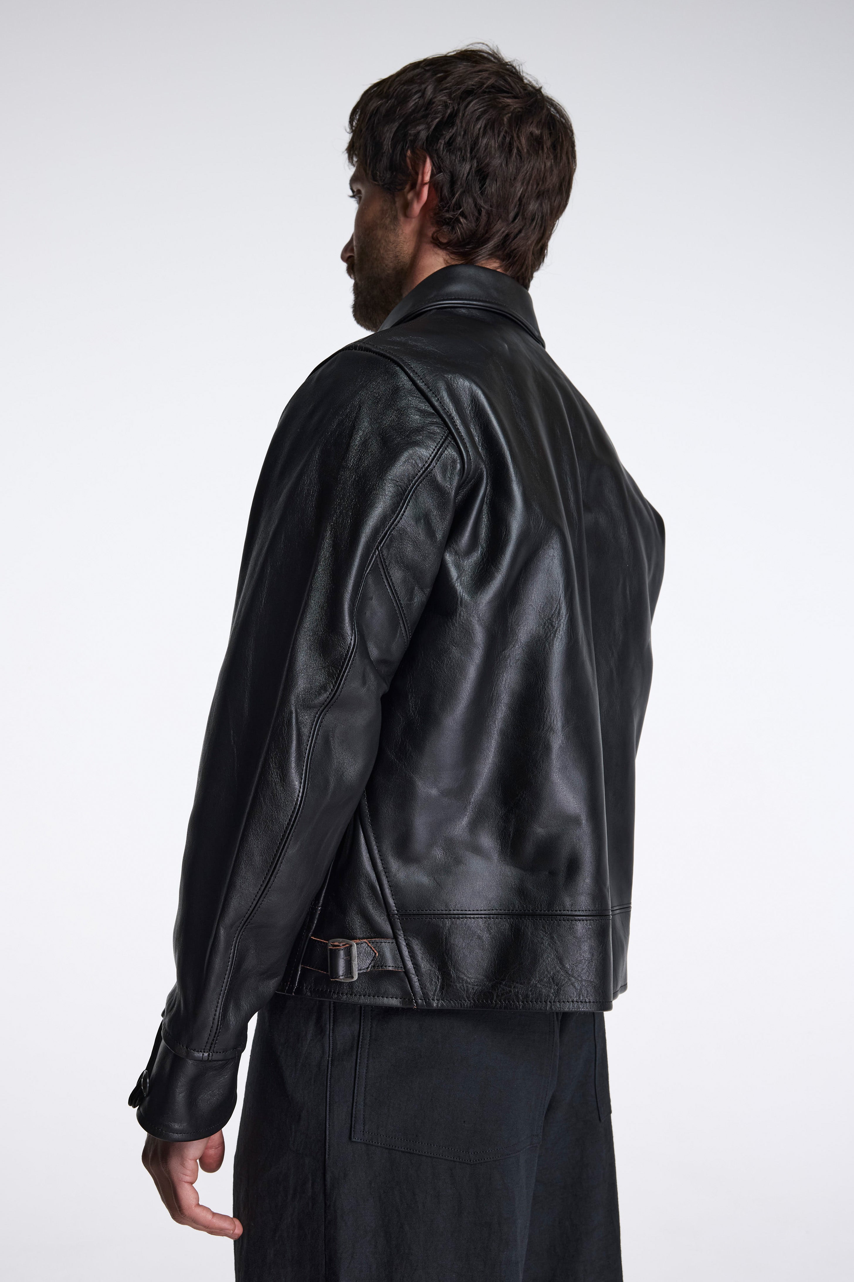 LOT.802 Cossack Leather Jacket Black