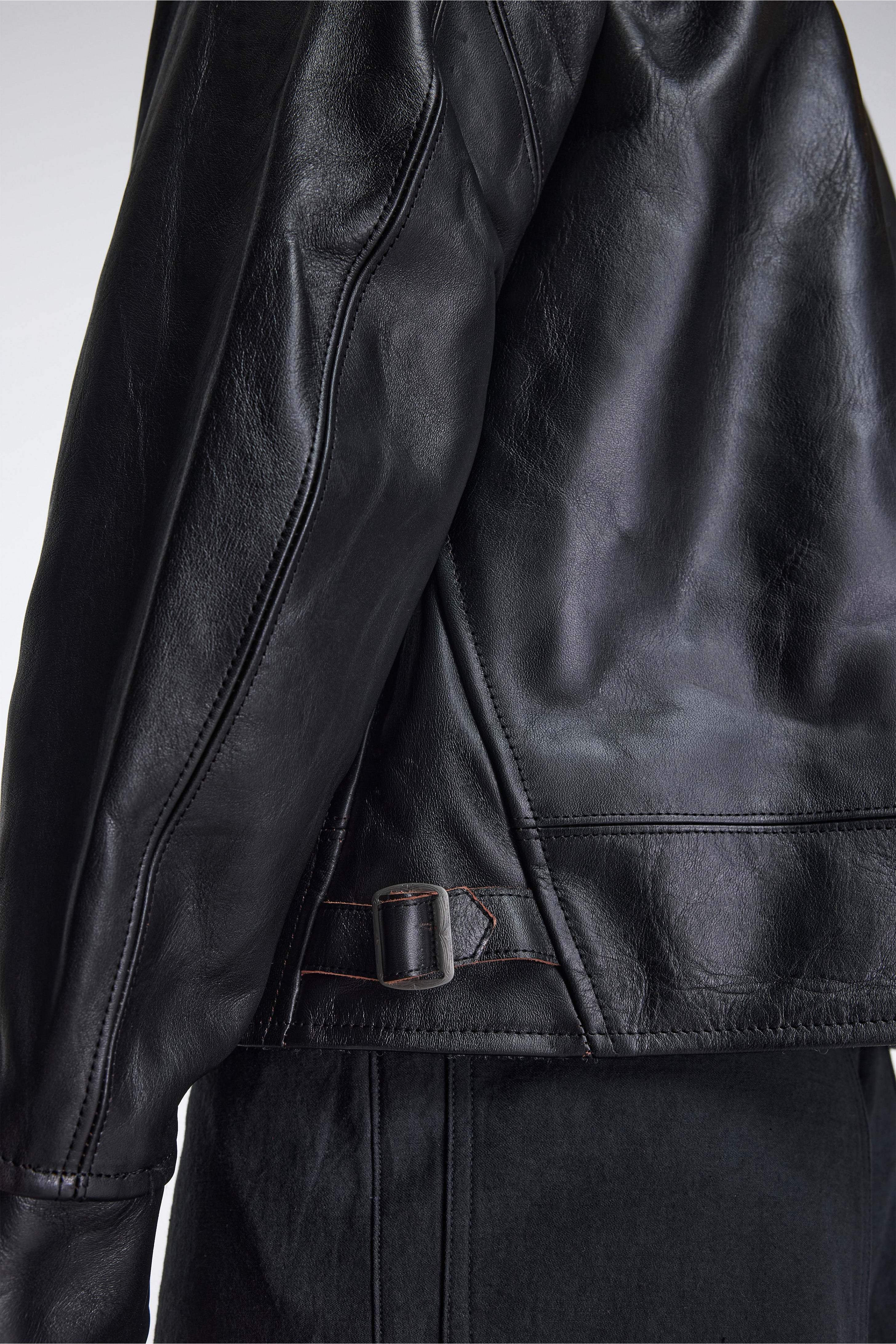 LOT.802 Cossack Leather Jacket Black