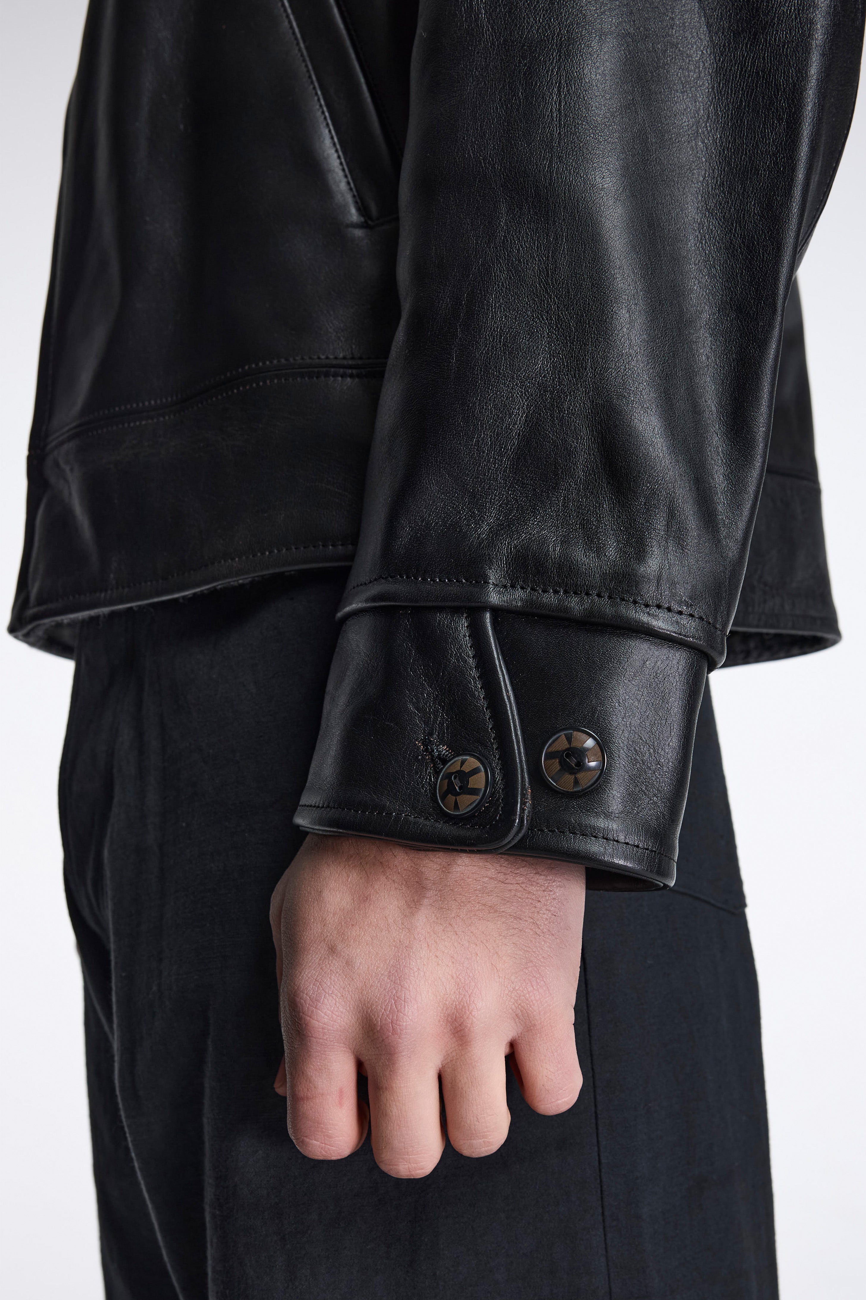 LOT.802 Cossack Leather Jacket Black