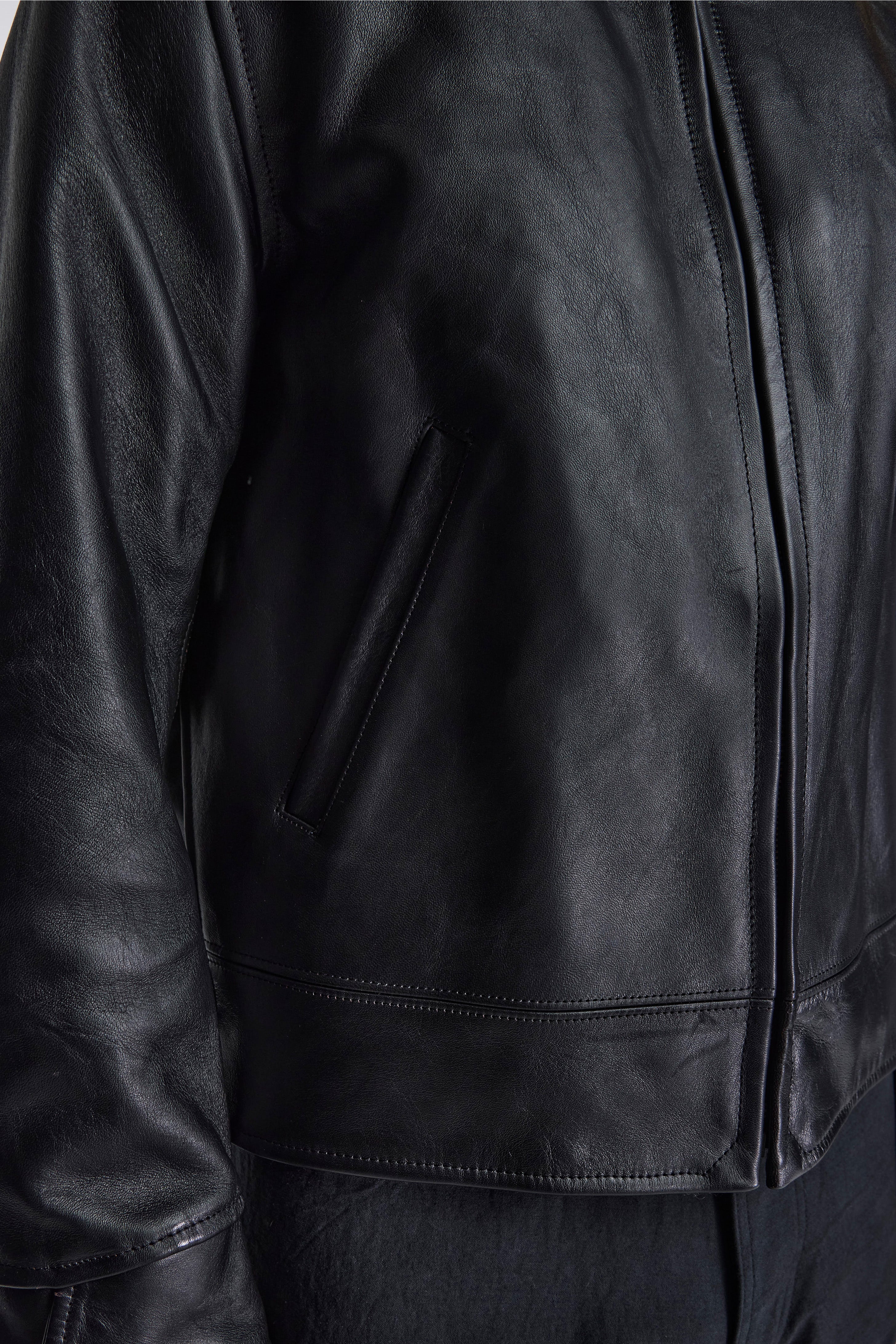 LOT.802 Cossack Leather Jacket Black