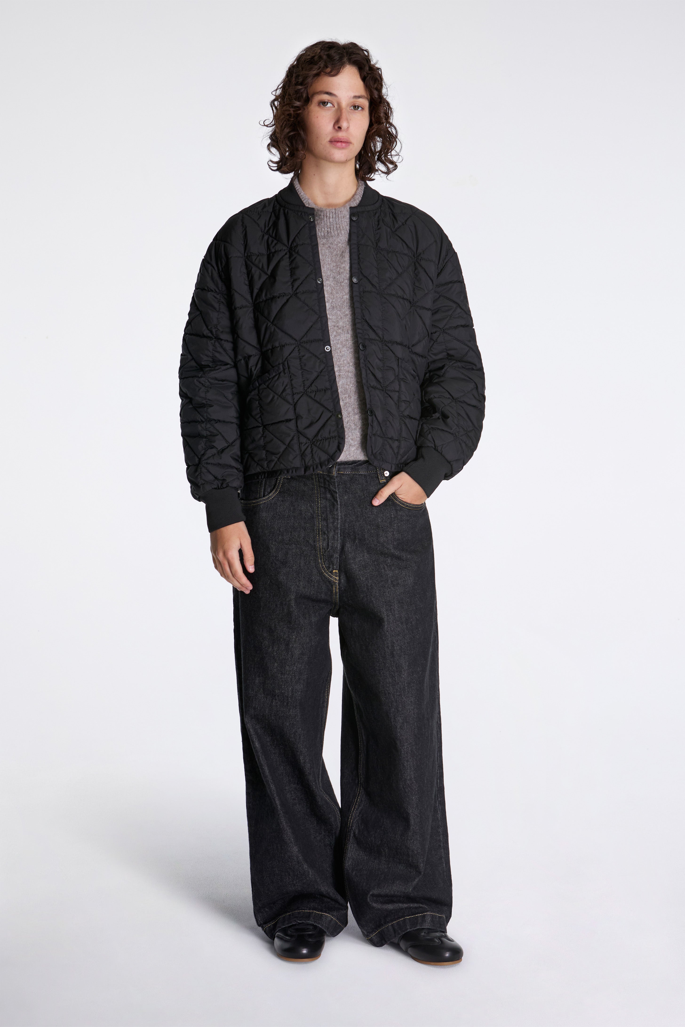 Washed Bomber Jacket Womens Sable/Black