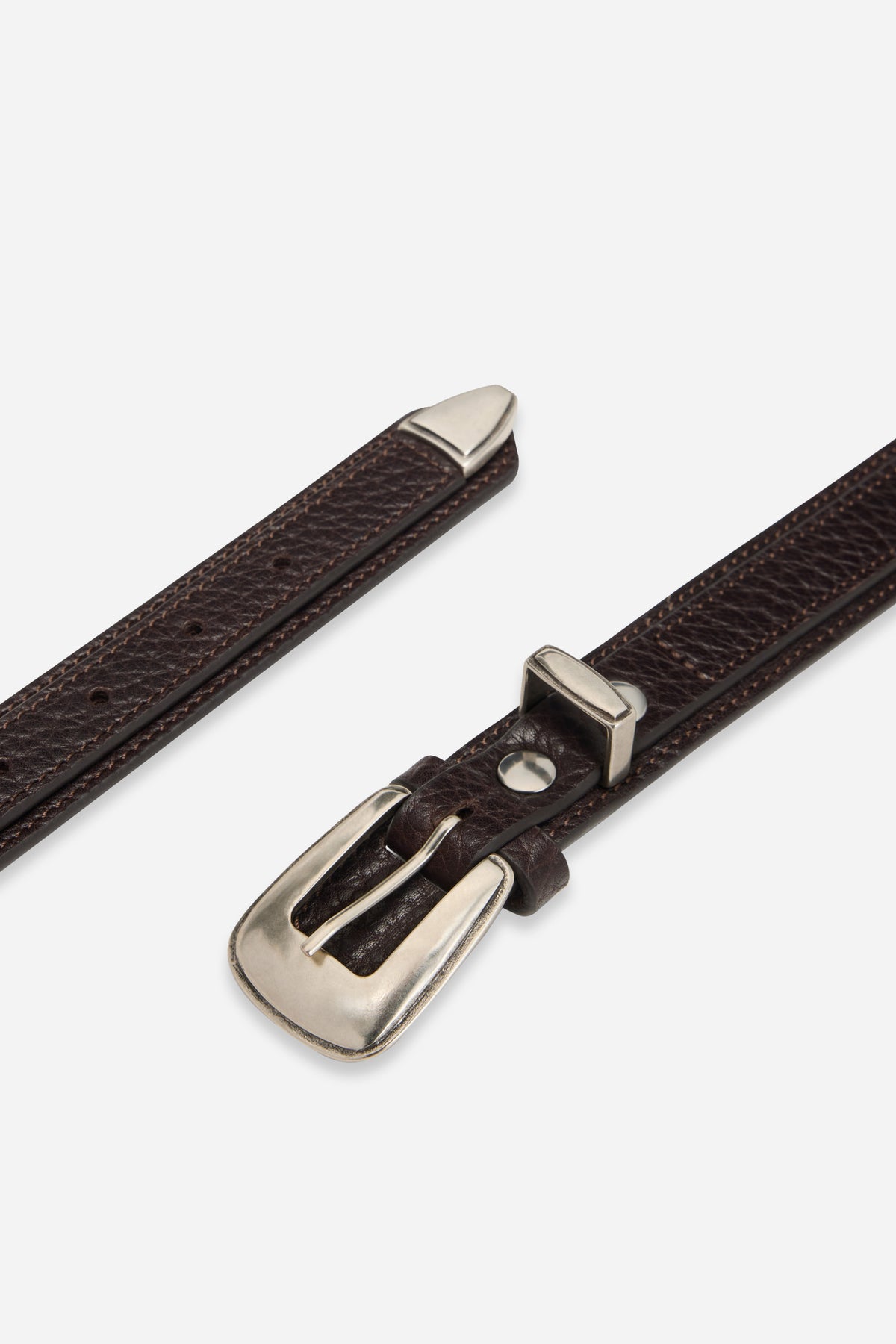 Minimal Western Belt Dark Brown