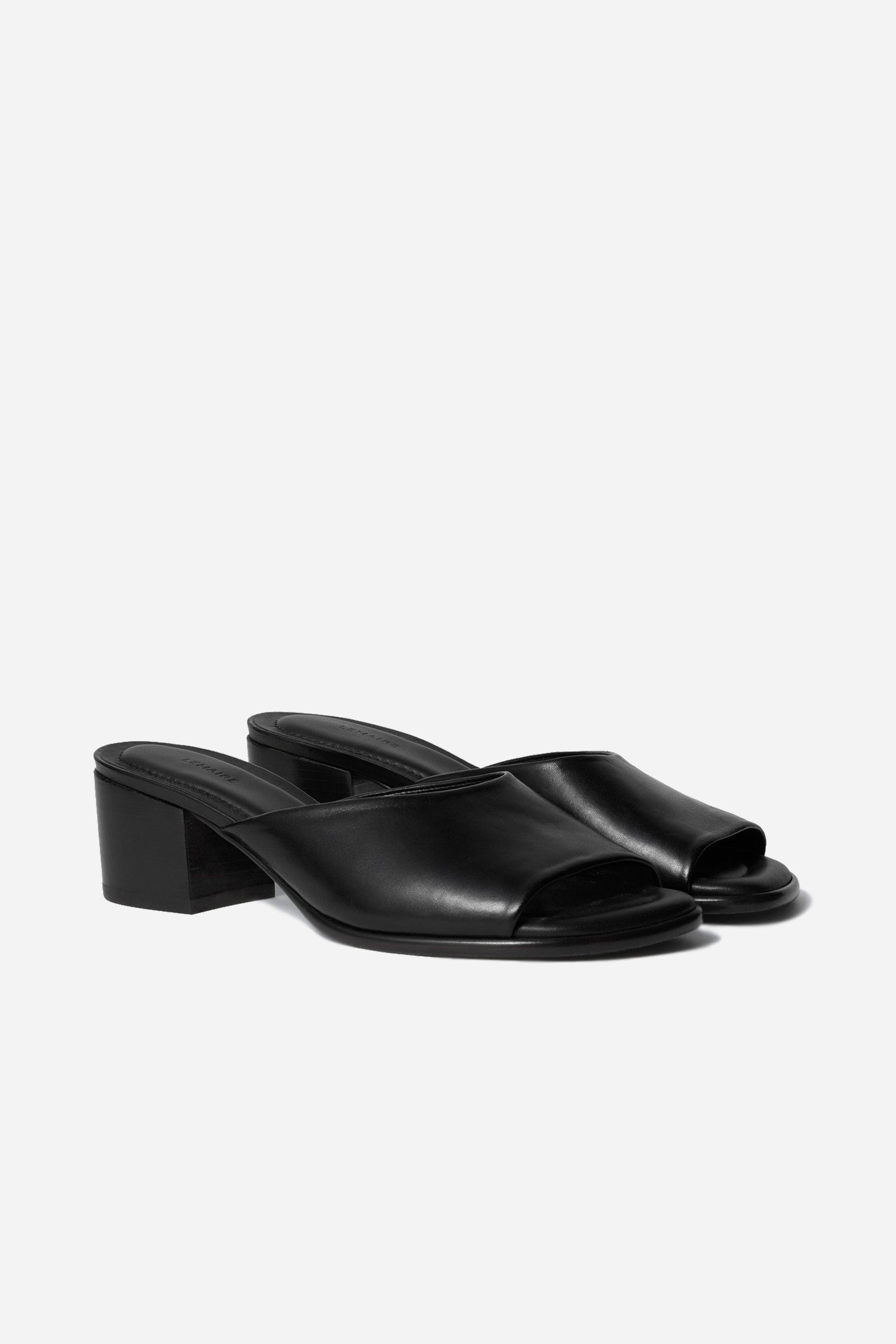 Square Heeled Mules 55 Black