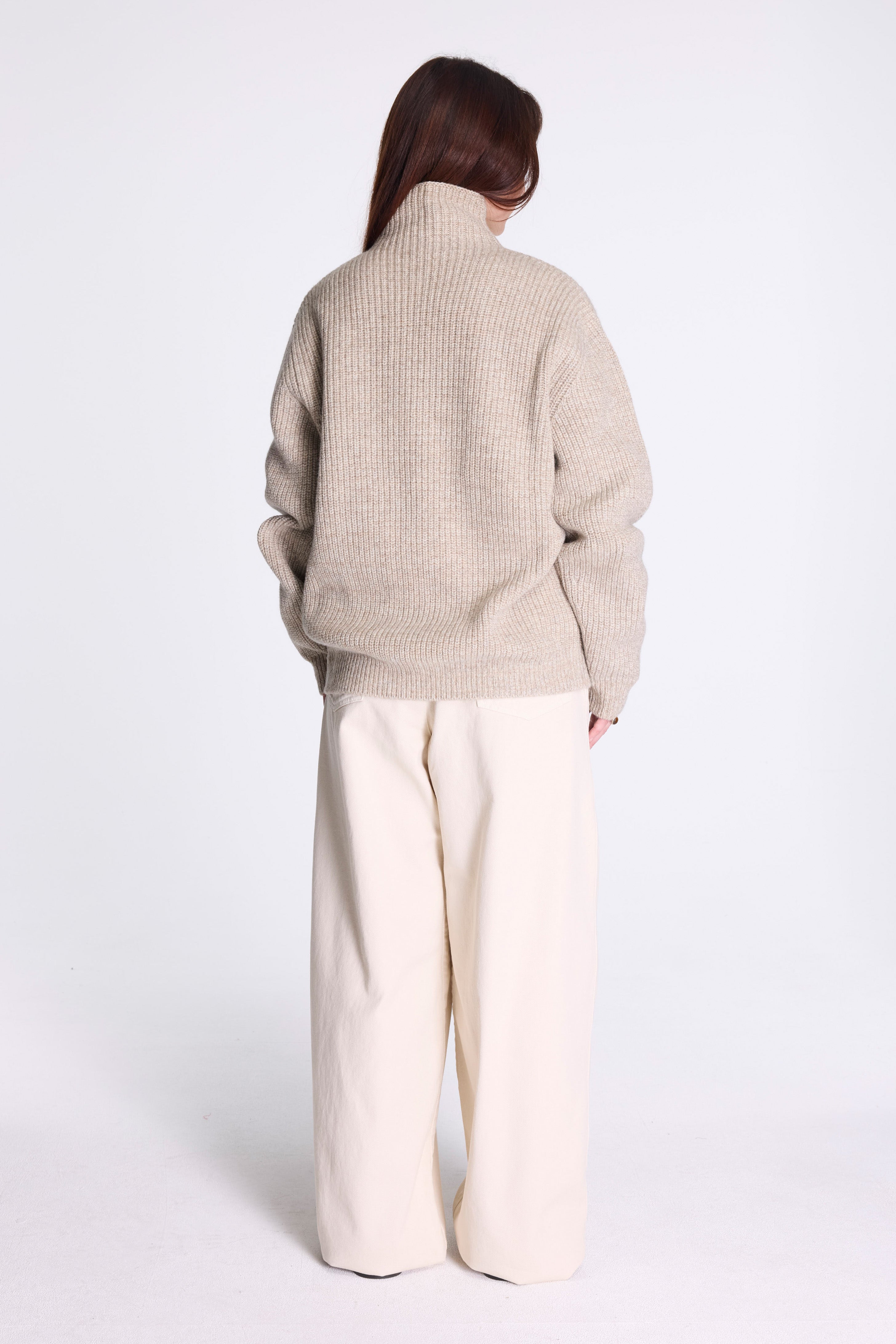 High Neck Sweater Beige/Oat