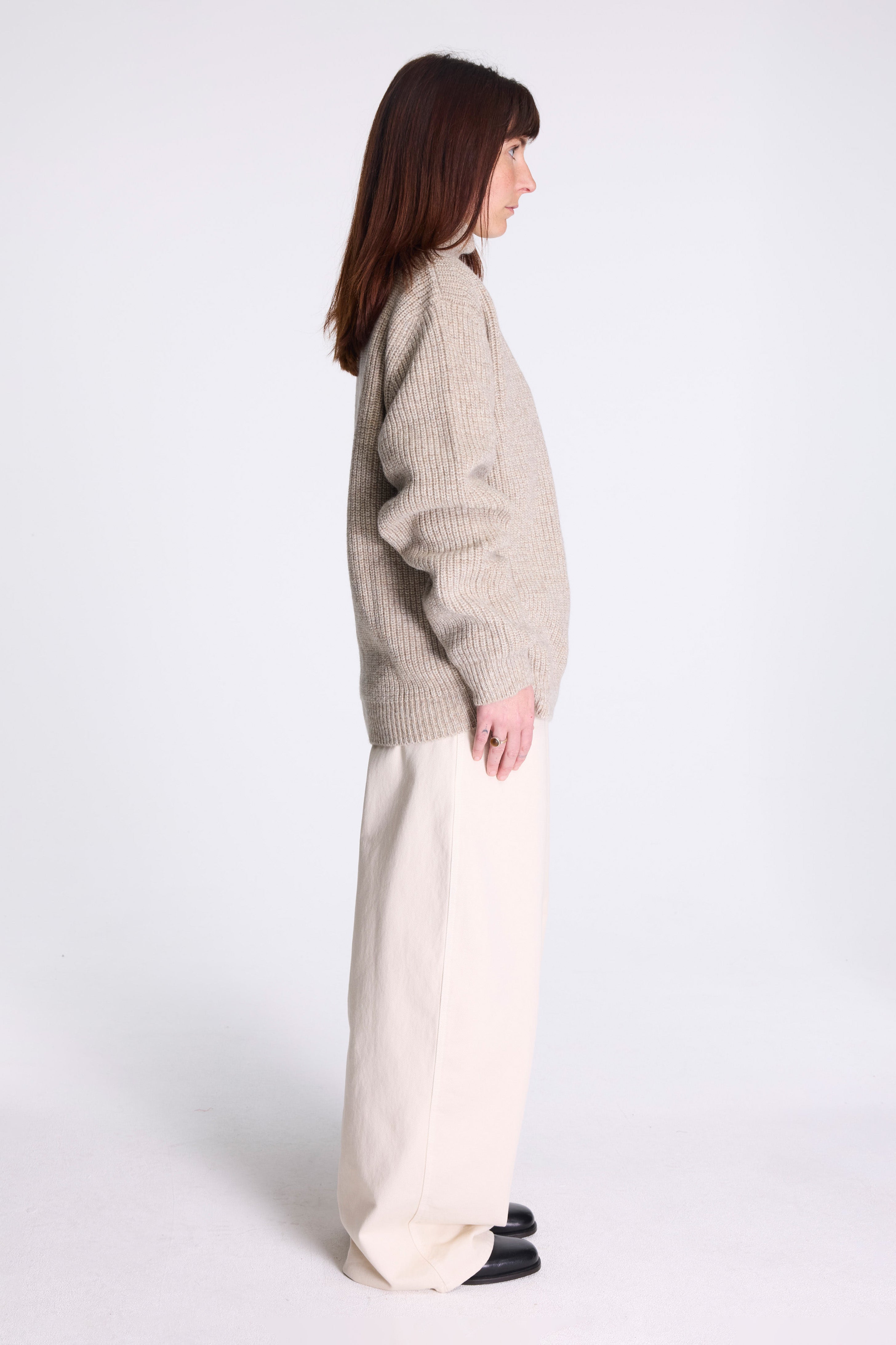 High Neck Sweater Beige/Oat