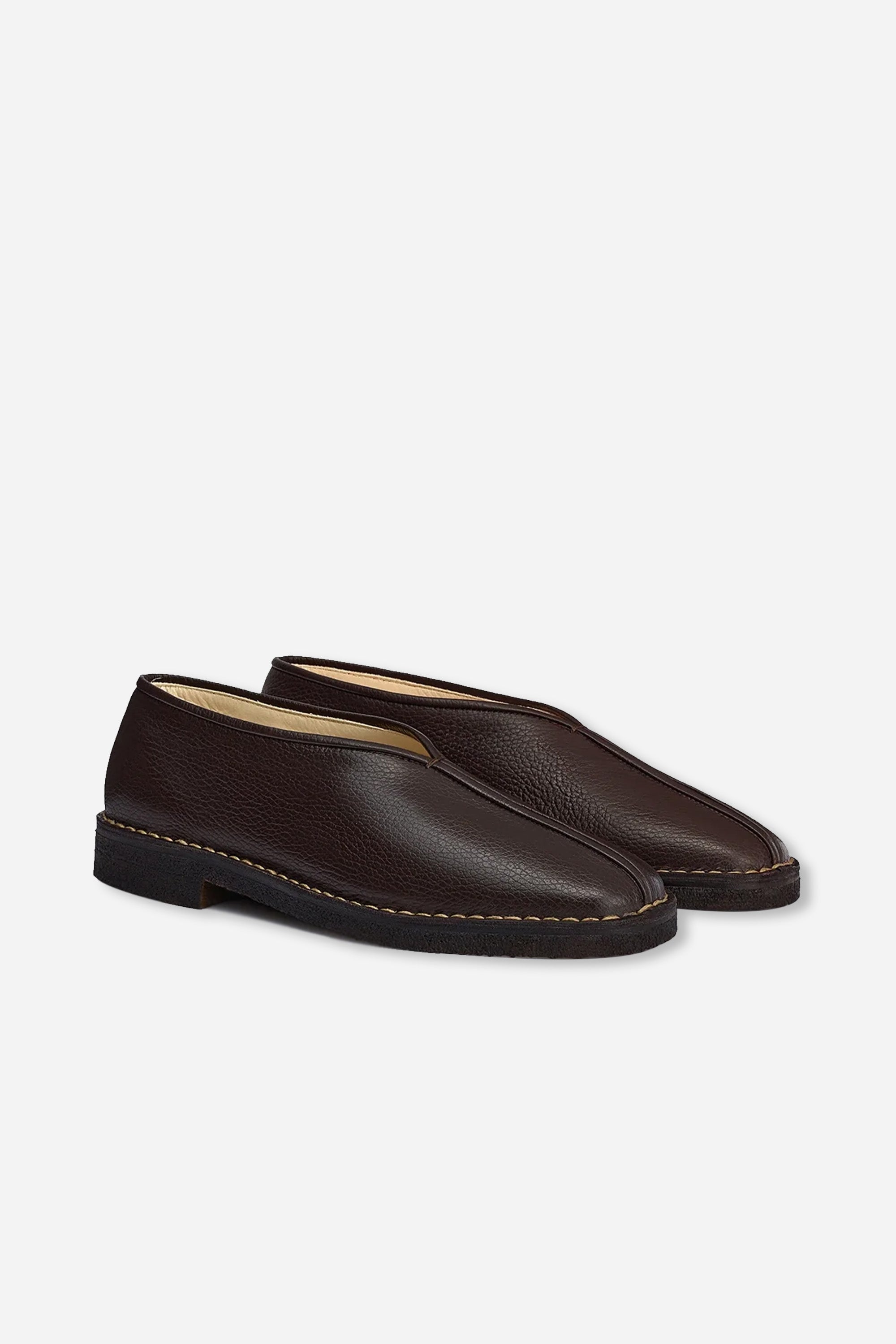 Piped Crepe Slippers Womens Dark Brown