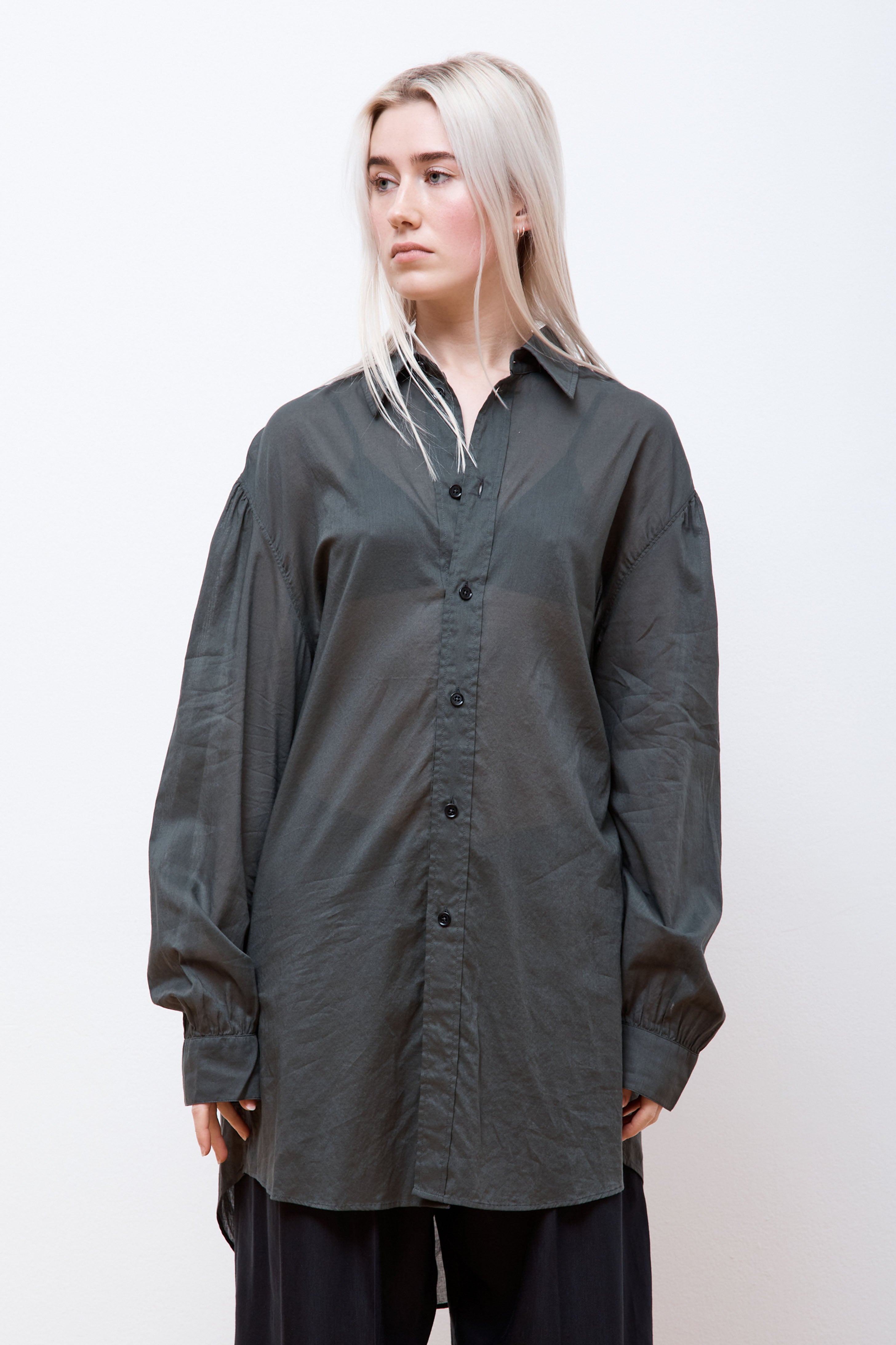 Light Straight Collar Shirt Asphalt