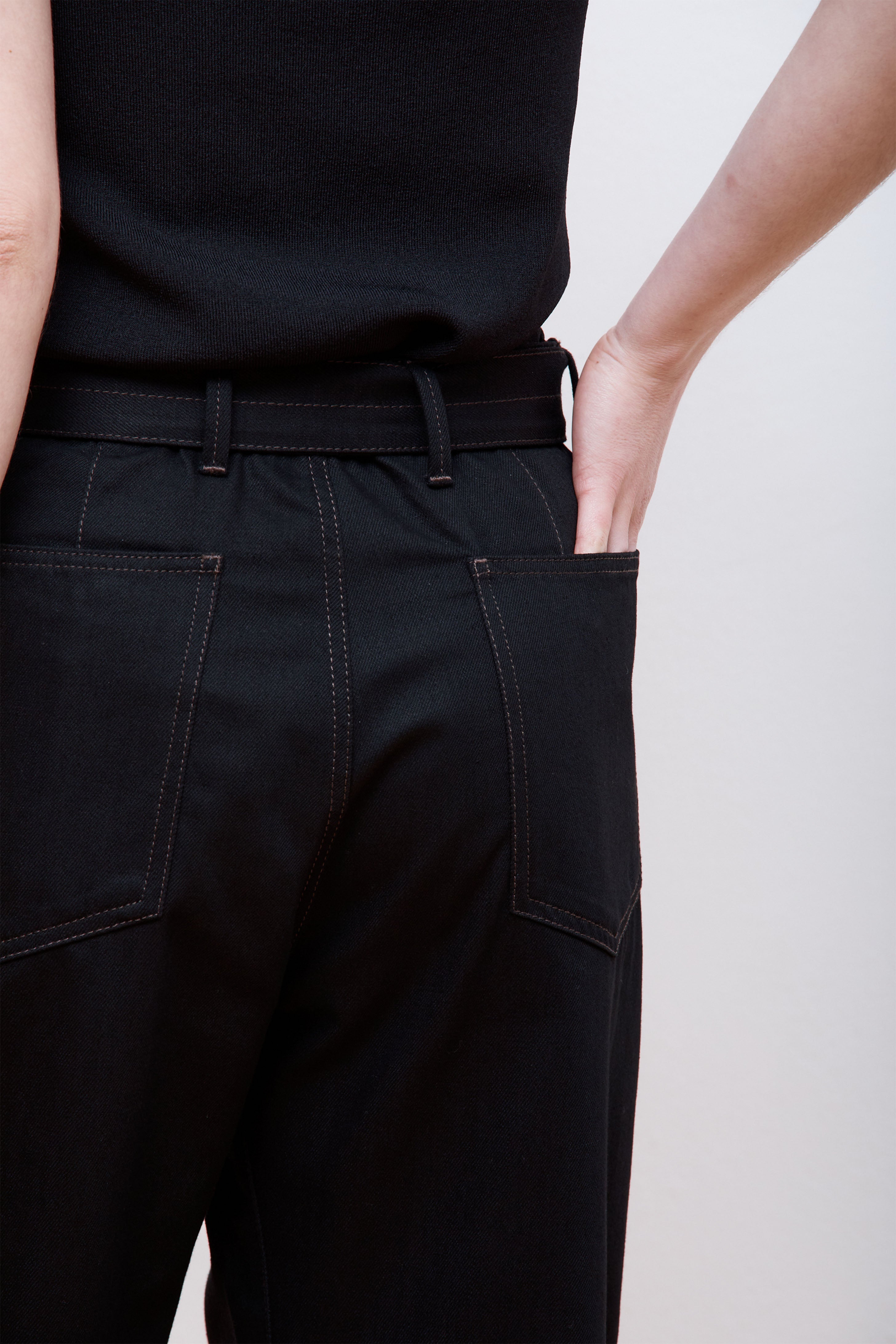 Twisted Belted Pants Black