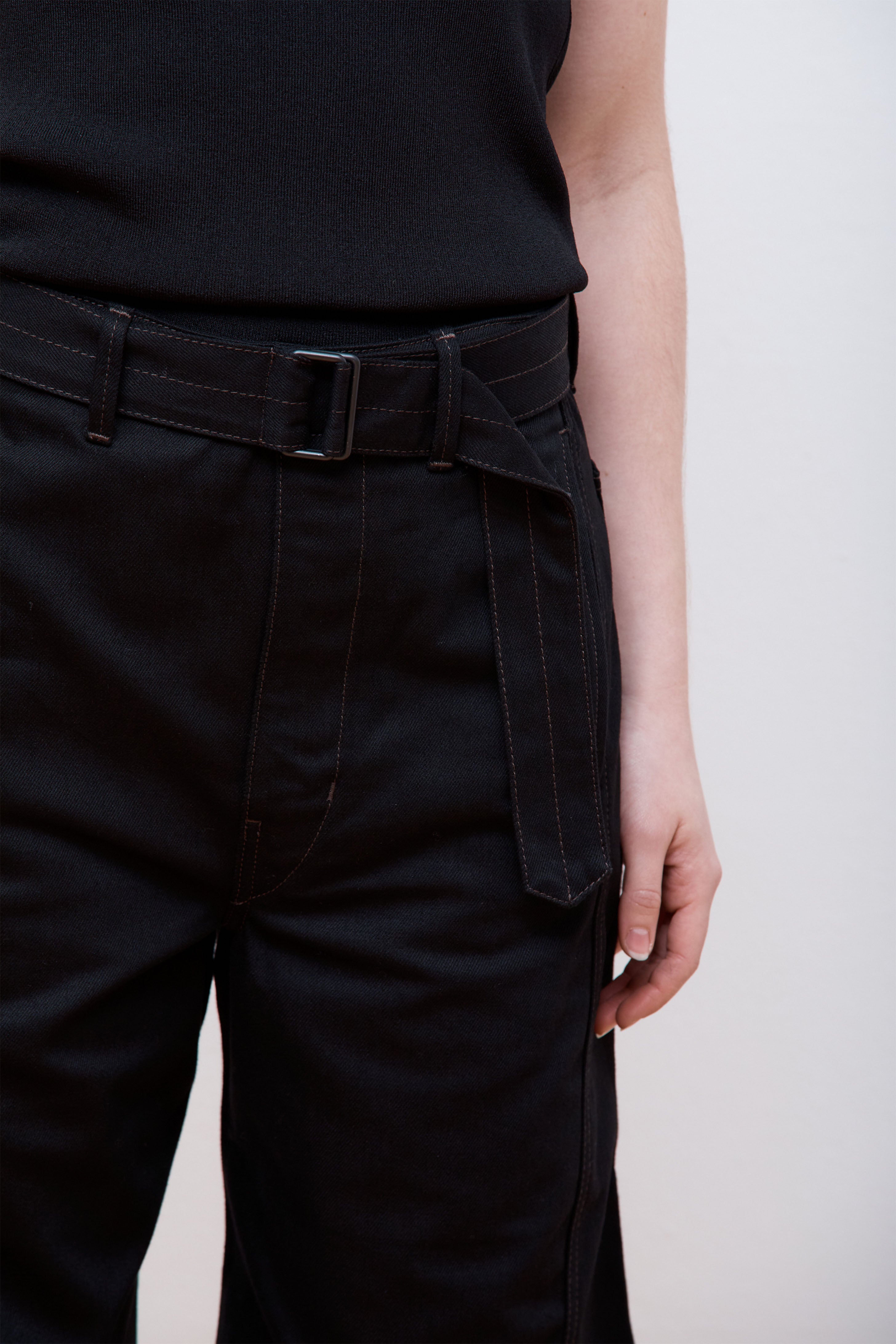 Twisted Belted Pants Black