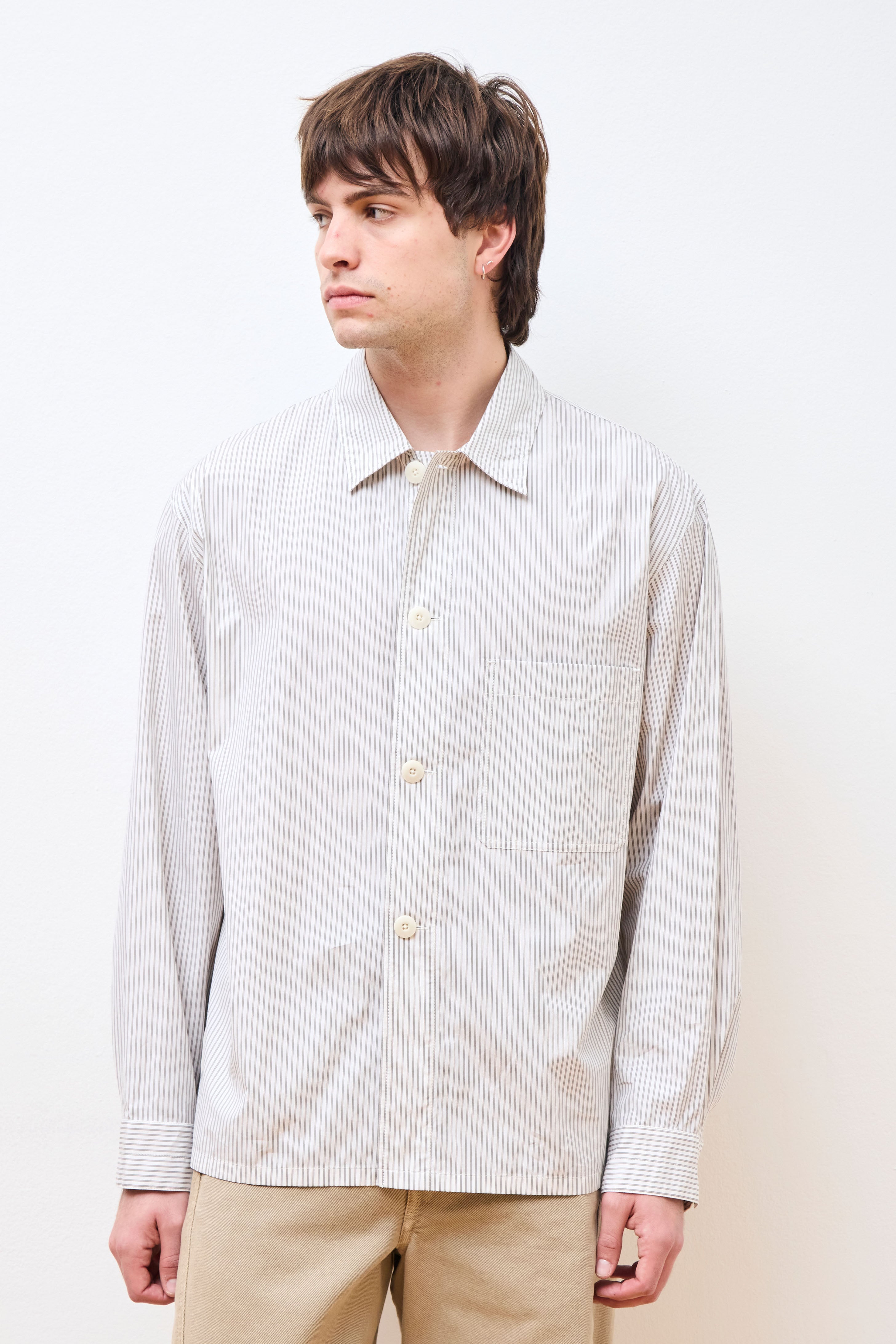 Pyjama Shirt Creamy White/Taupe/Black