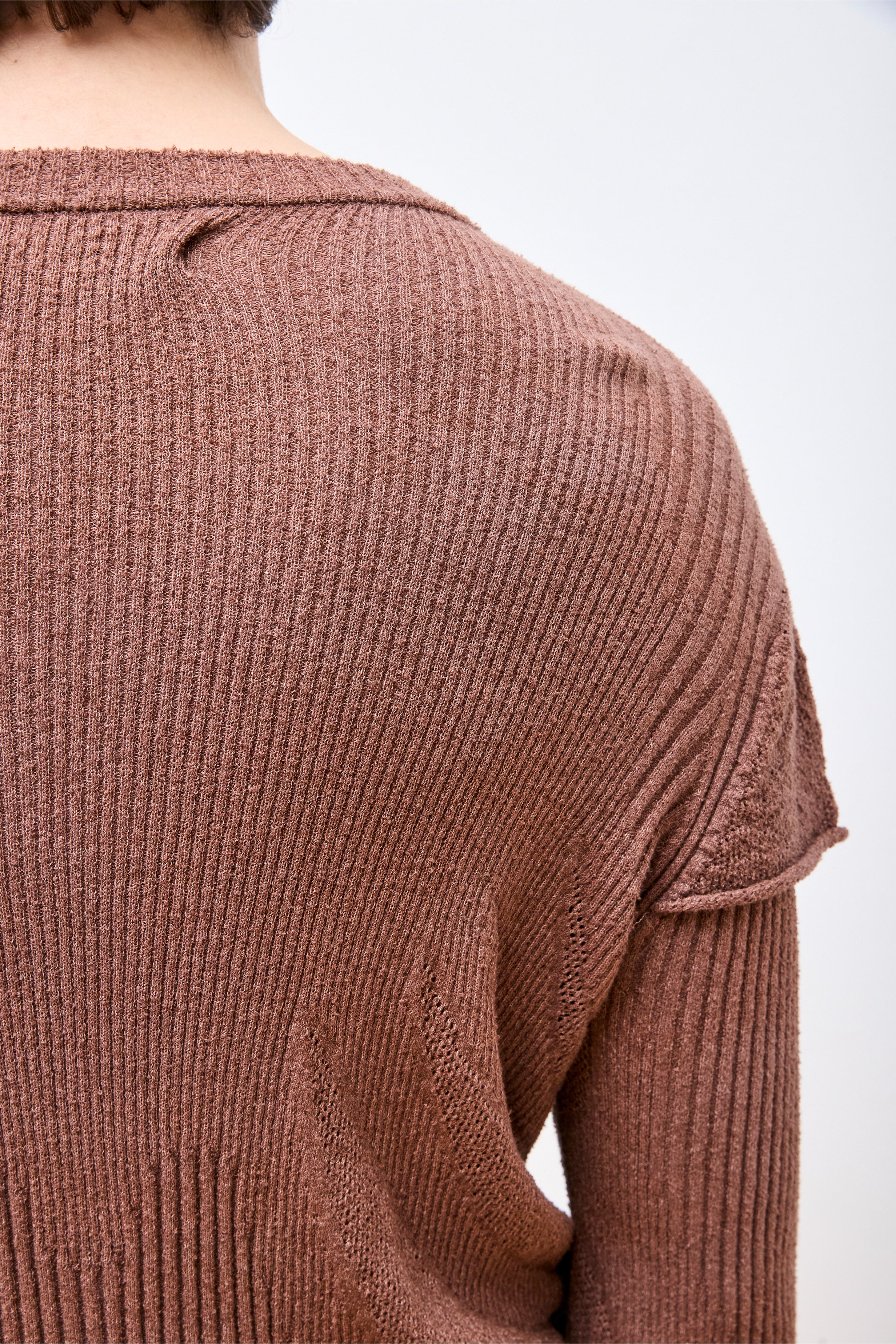 Light Knit Long Sleeve Top Brown