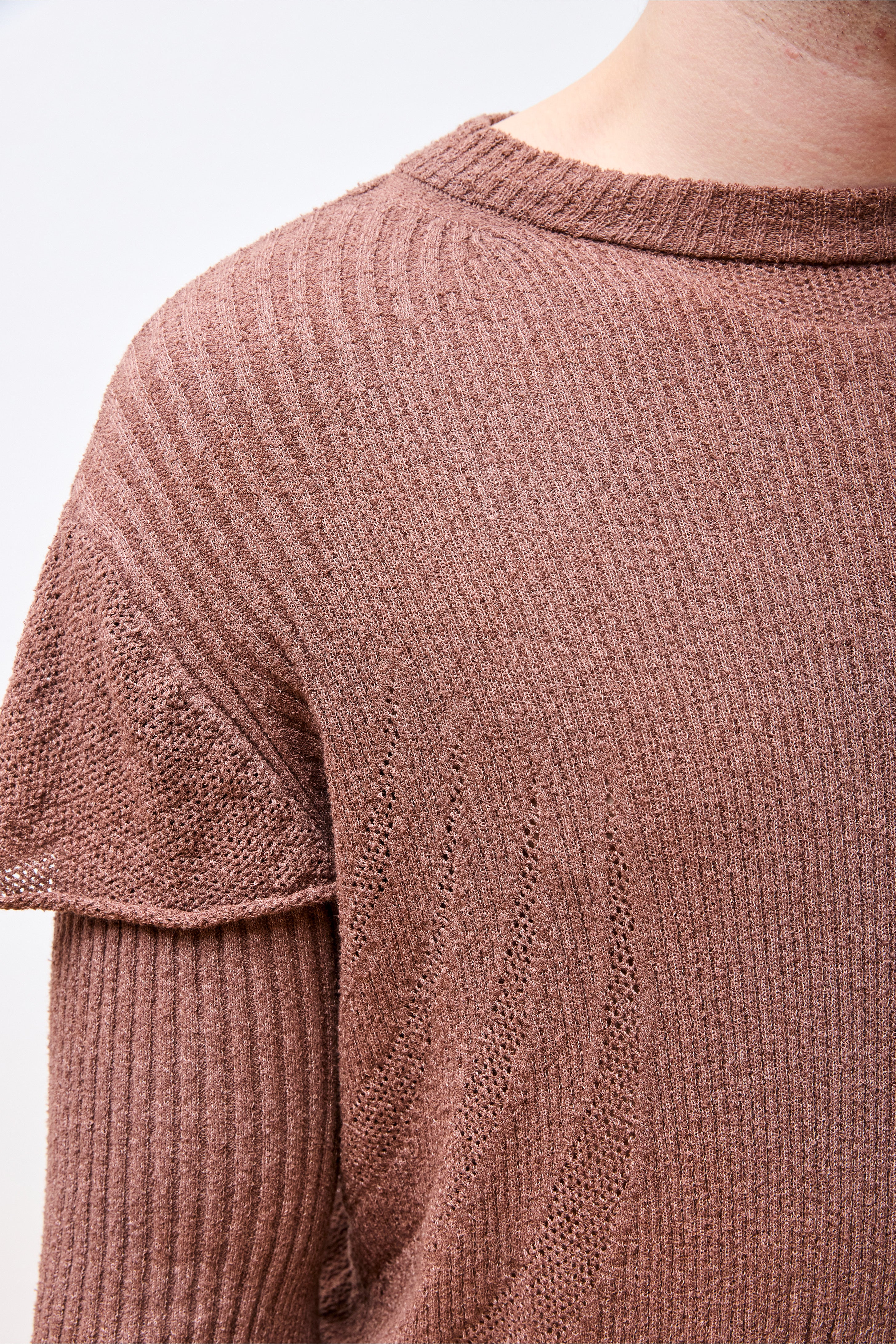 Light Knit Long Sleeve Top Brown