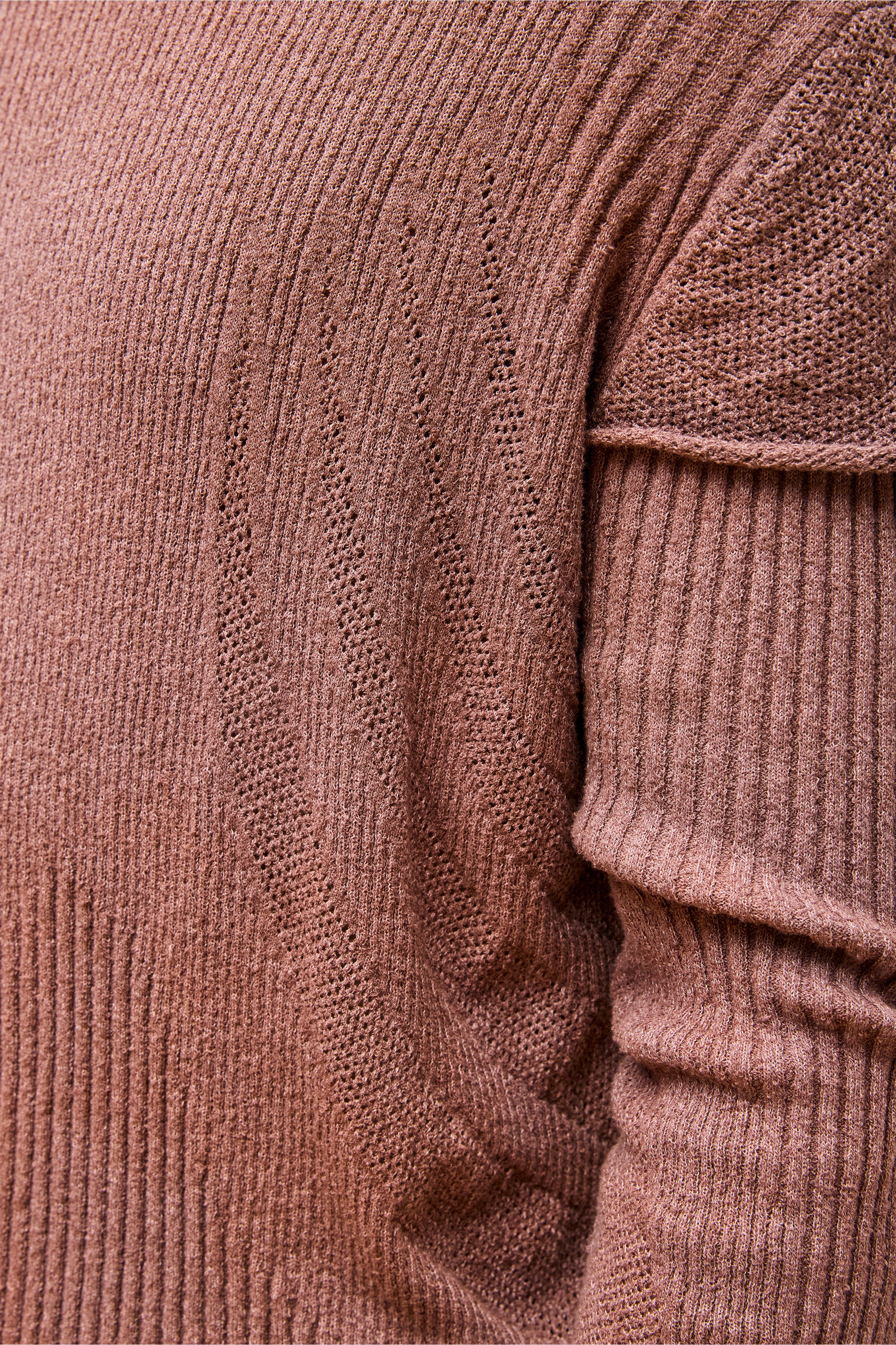 Light Knit Long Sleeve Top Brown