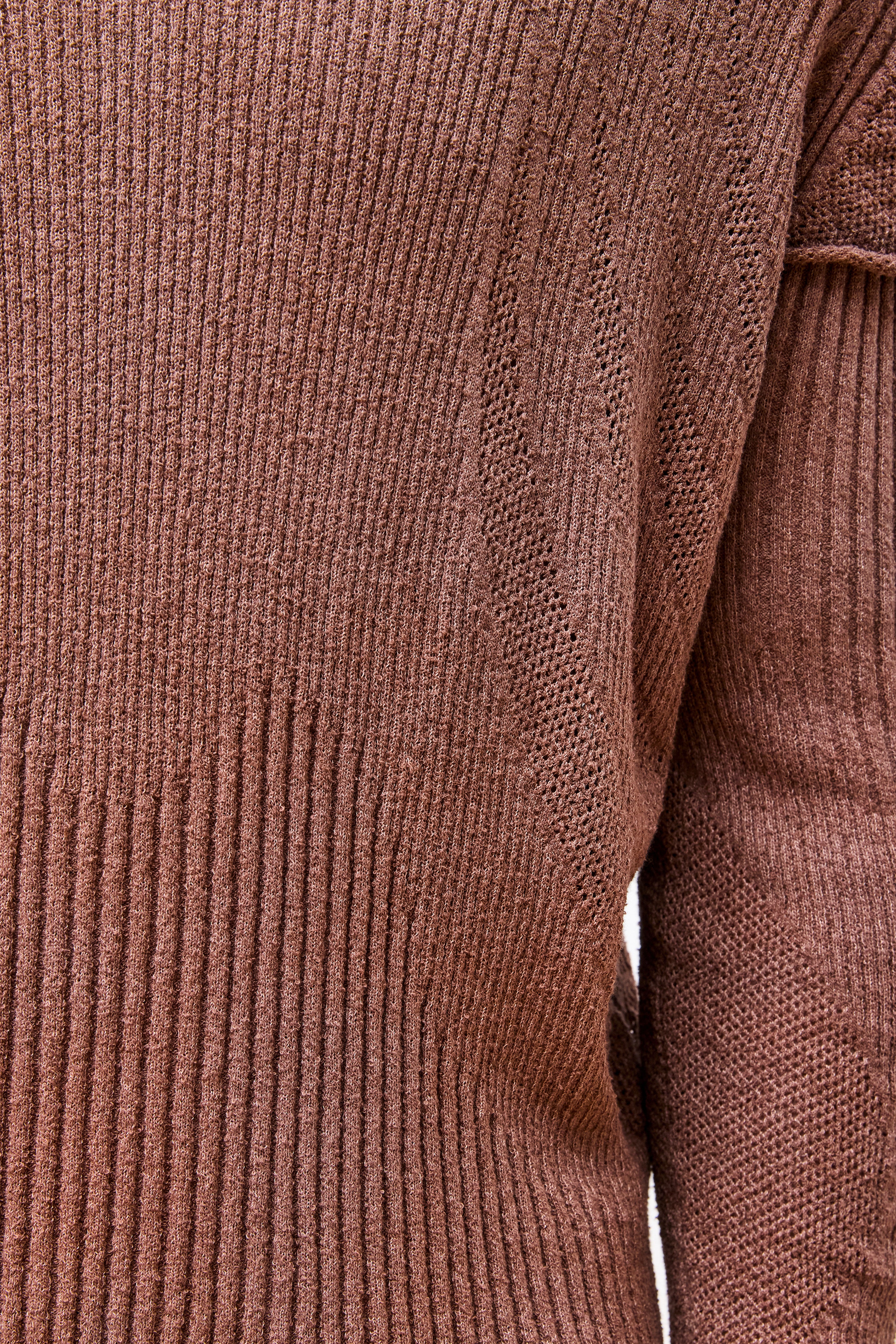 Light Knit Long Sleeve Top Brown
