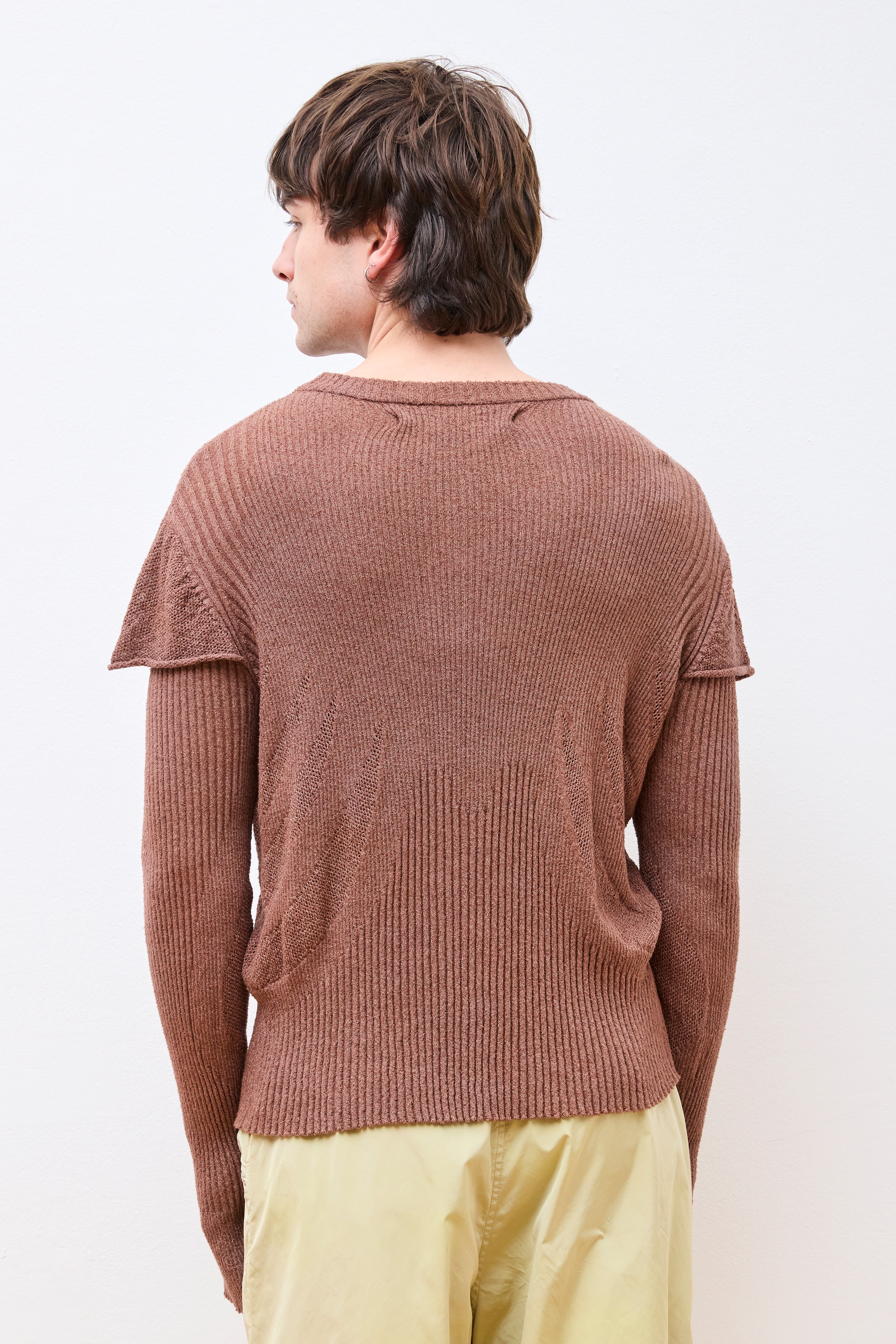Light Knit Long Sleeve Top Brown