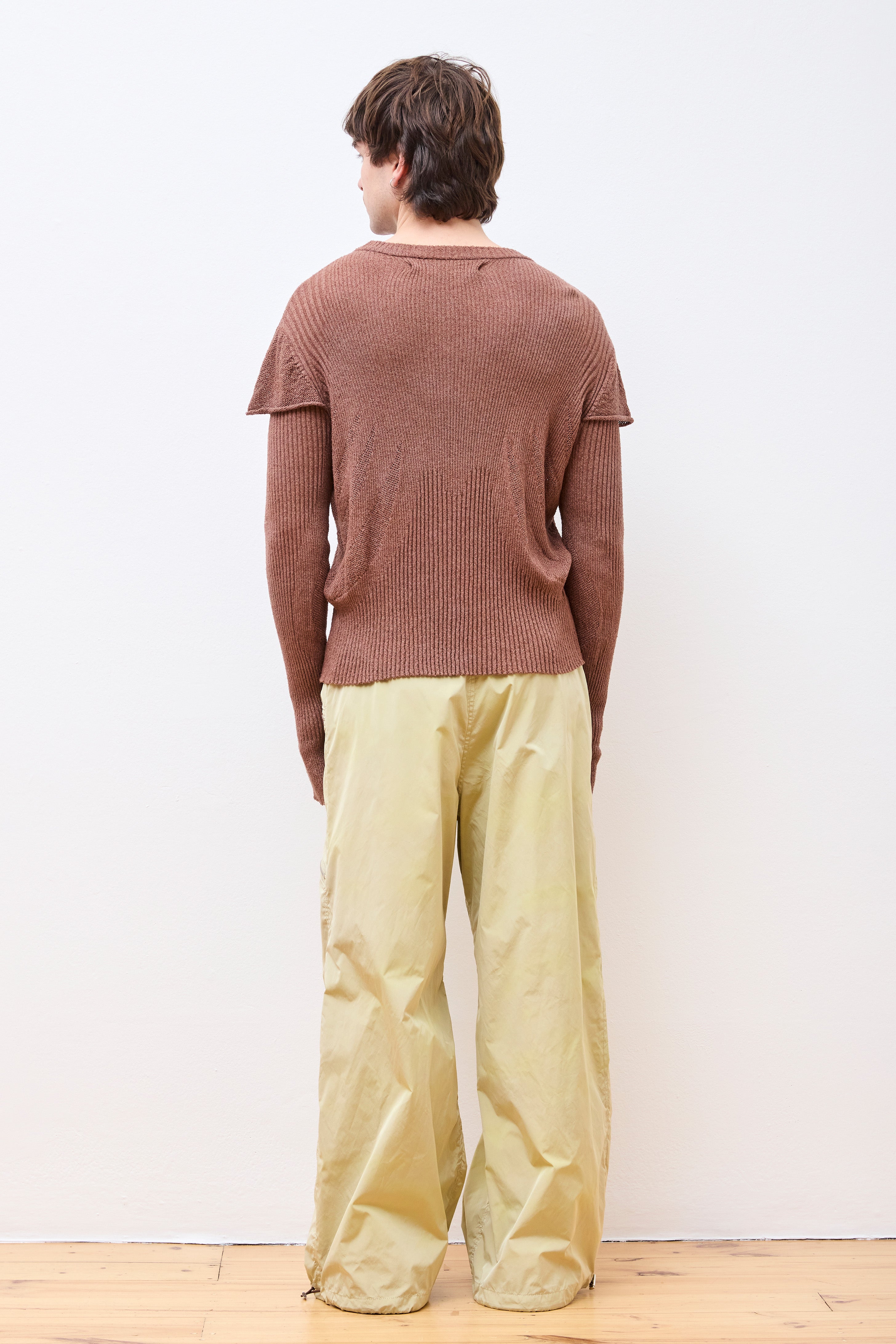 Light Knit Long Sleeve Top Brown
