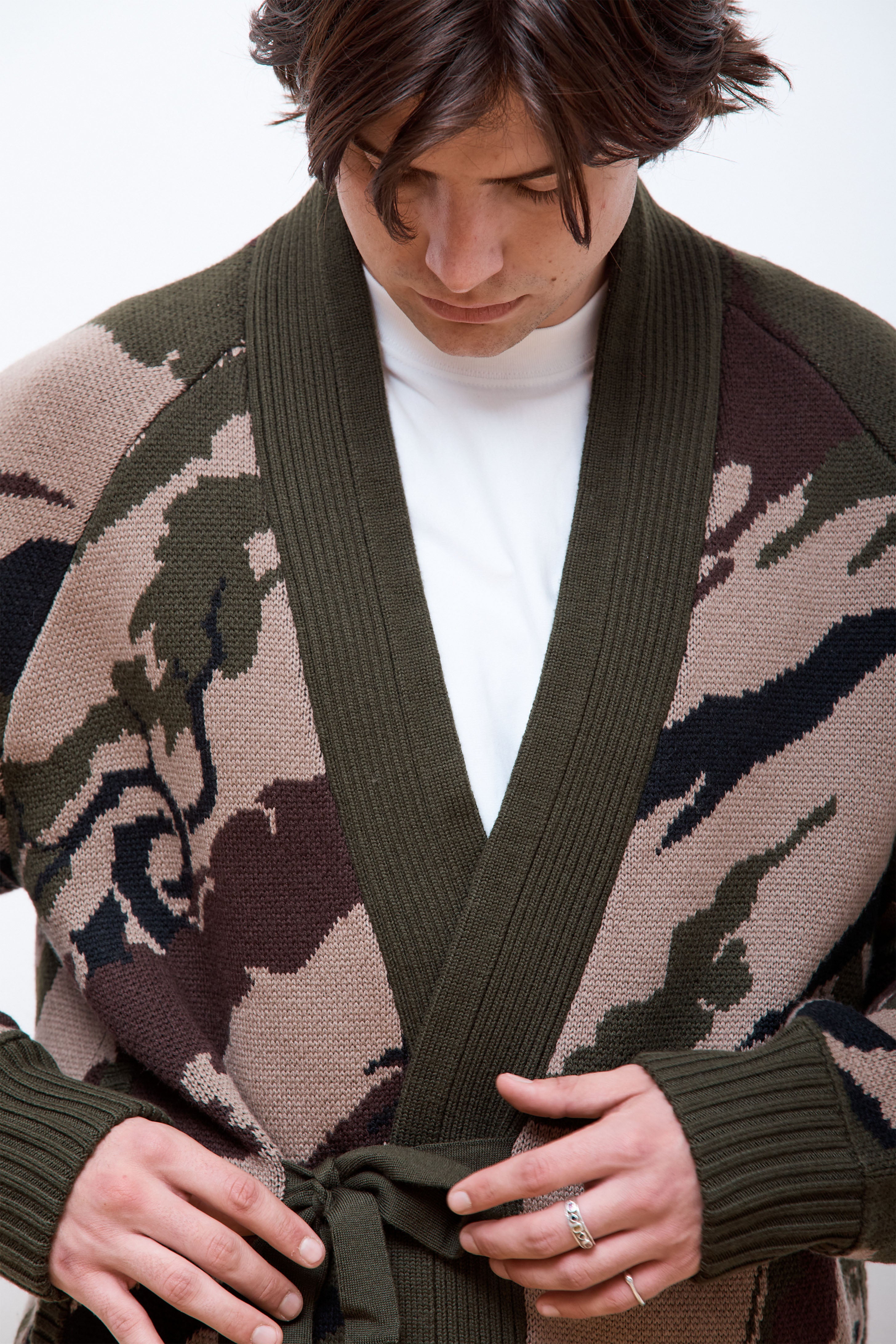Camo Knitted Kimono Woodland
