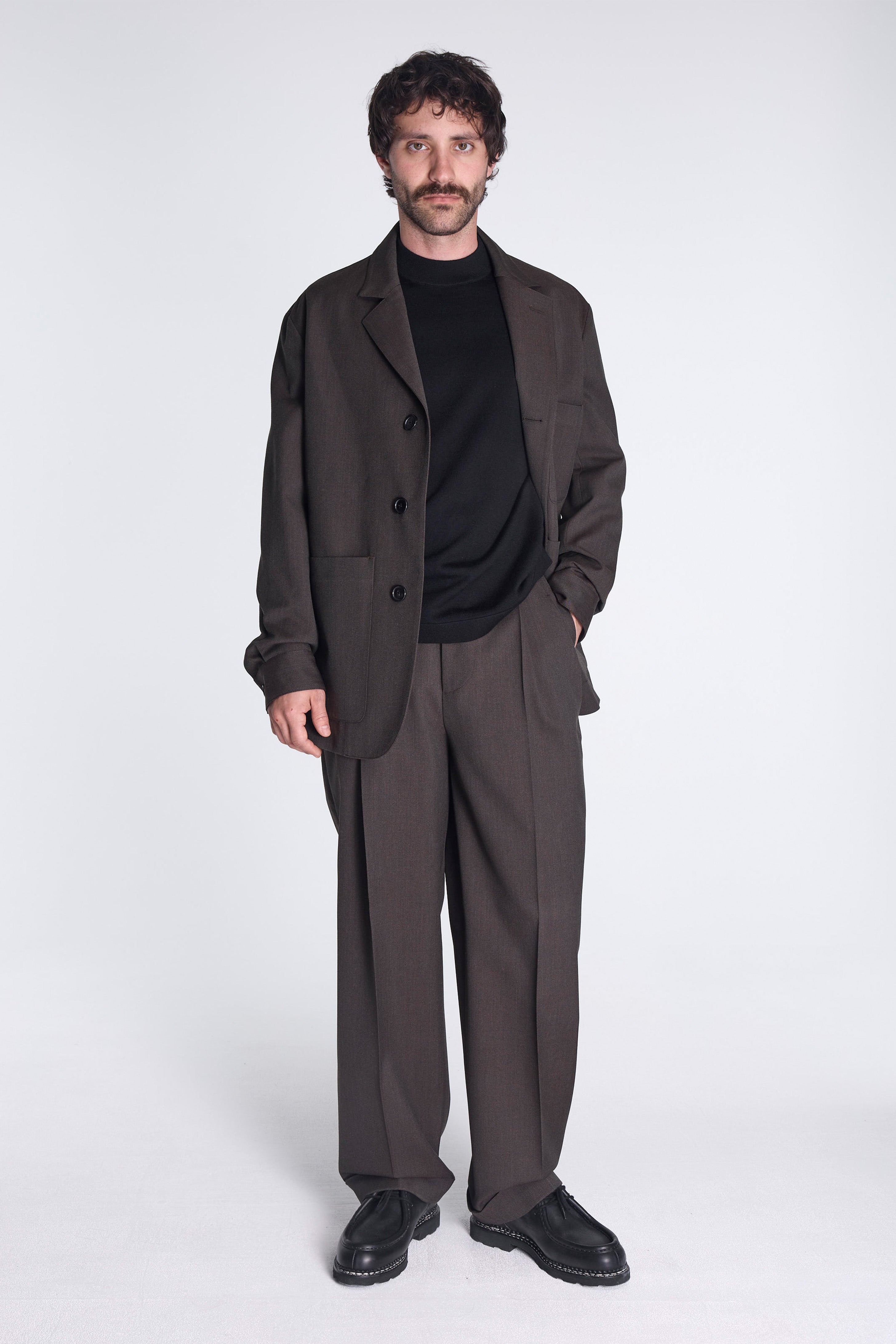Shirt Cuff Blazer Khaki Brown