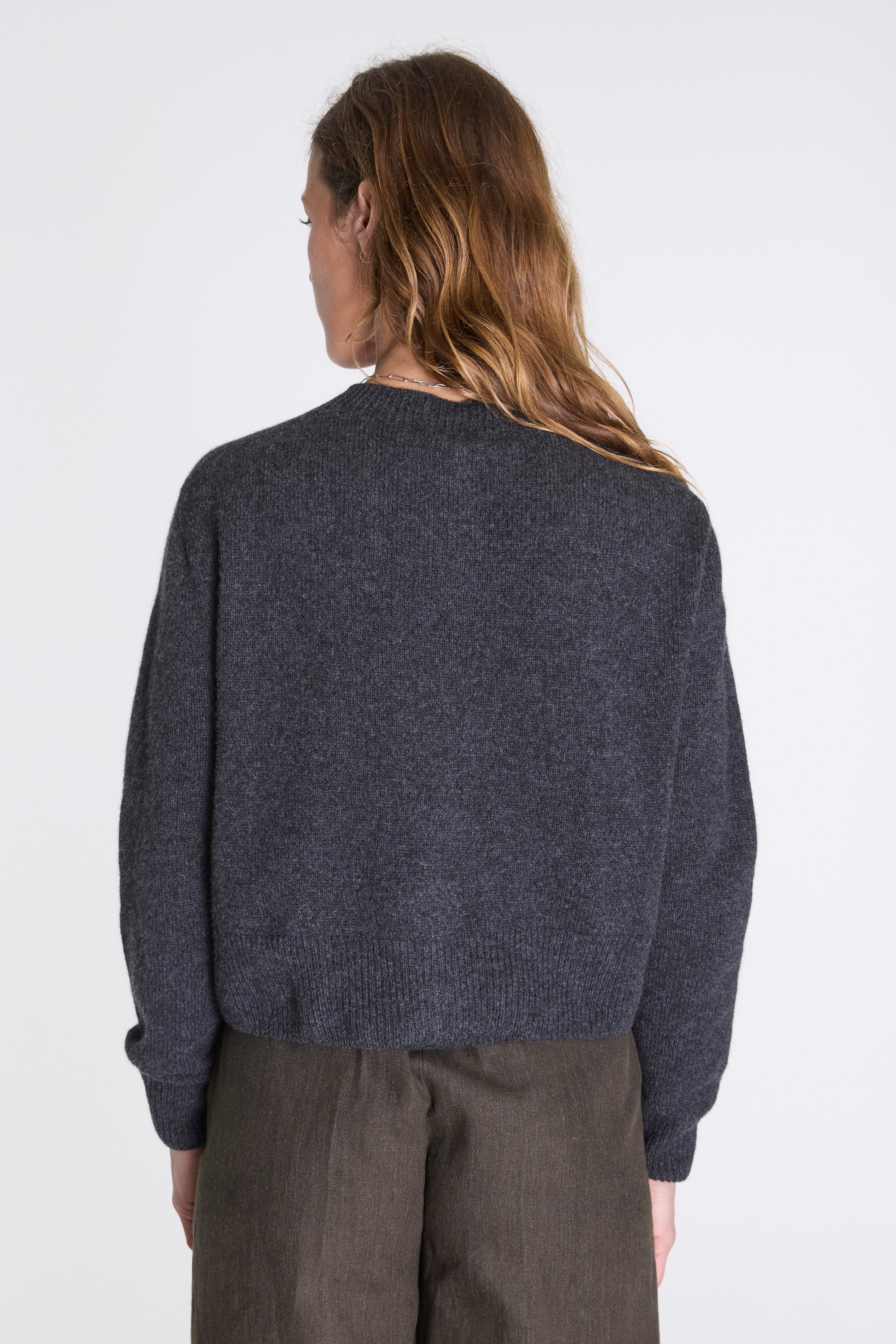 Small Crew Neck Cardigan Storm Grey
