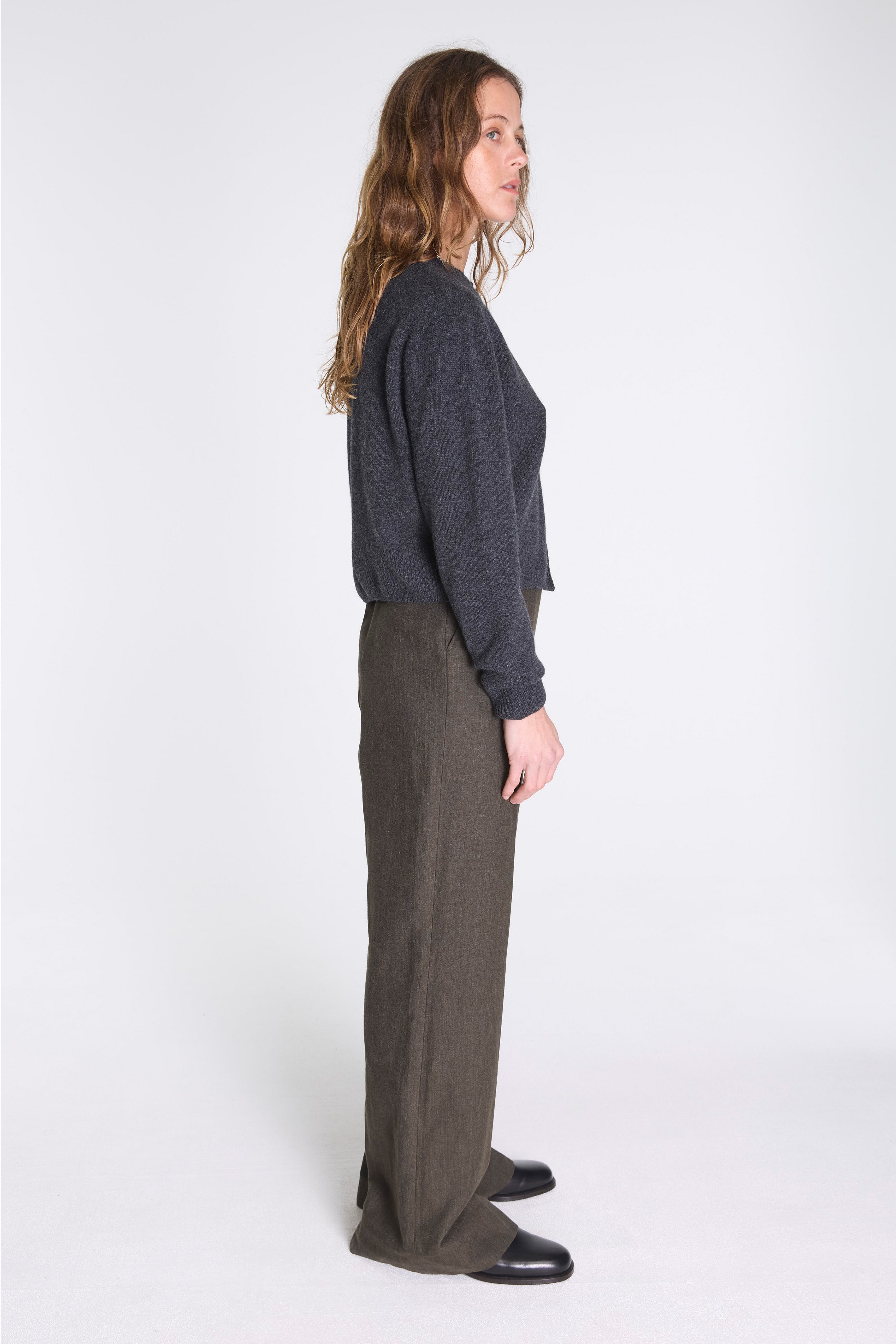 Small Crew Neck Cardigan Storm Grey